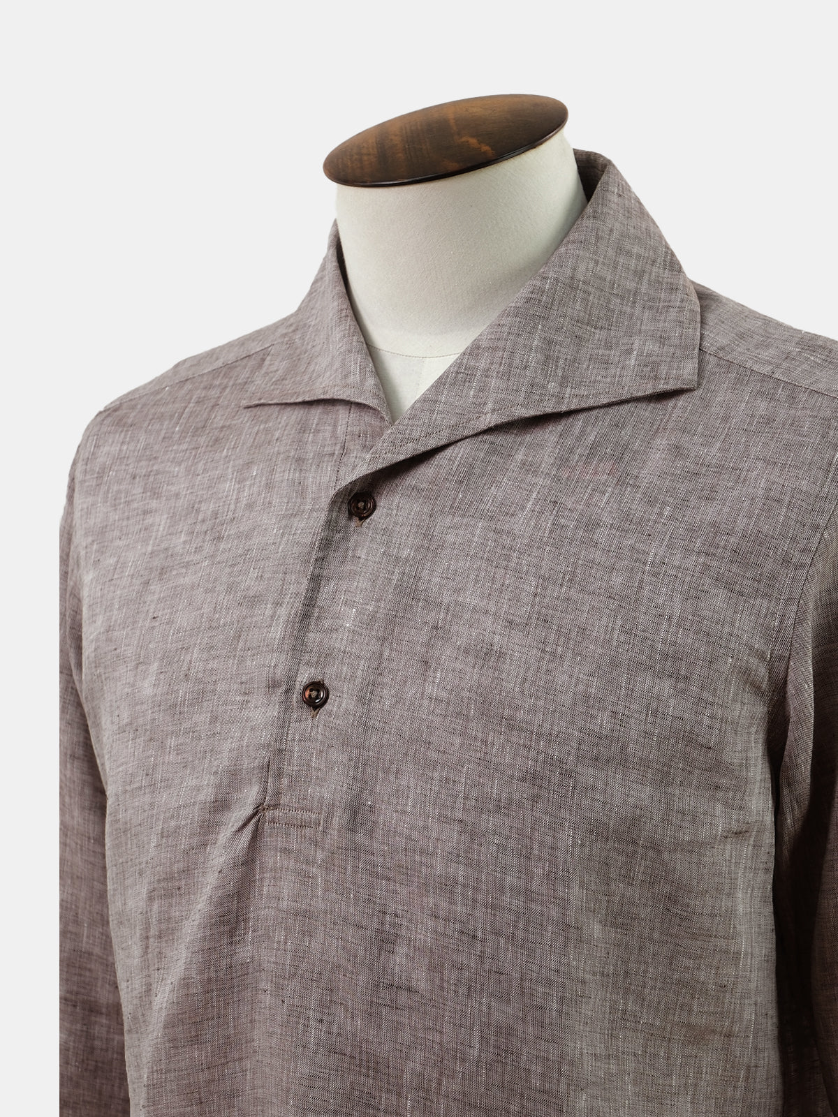Rust Brown Linen Camp Collar Pullover Shirt - Sample  - LUCKY LAST