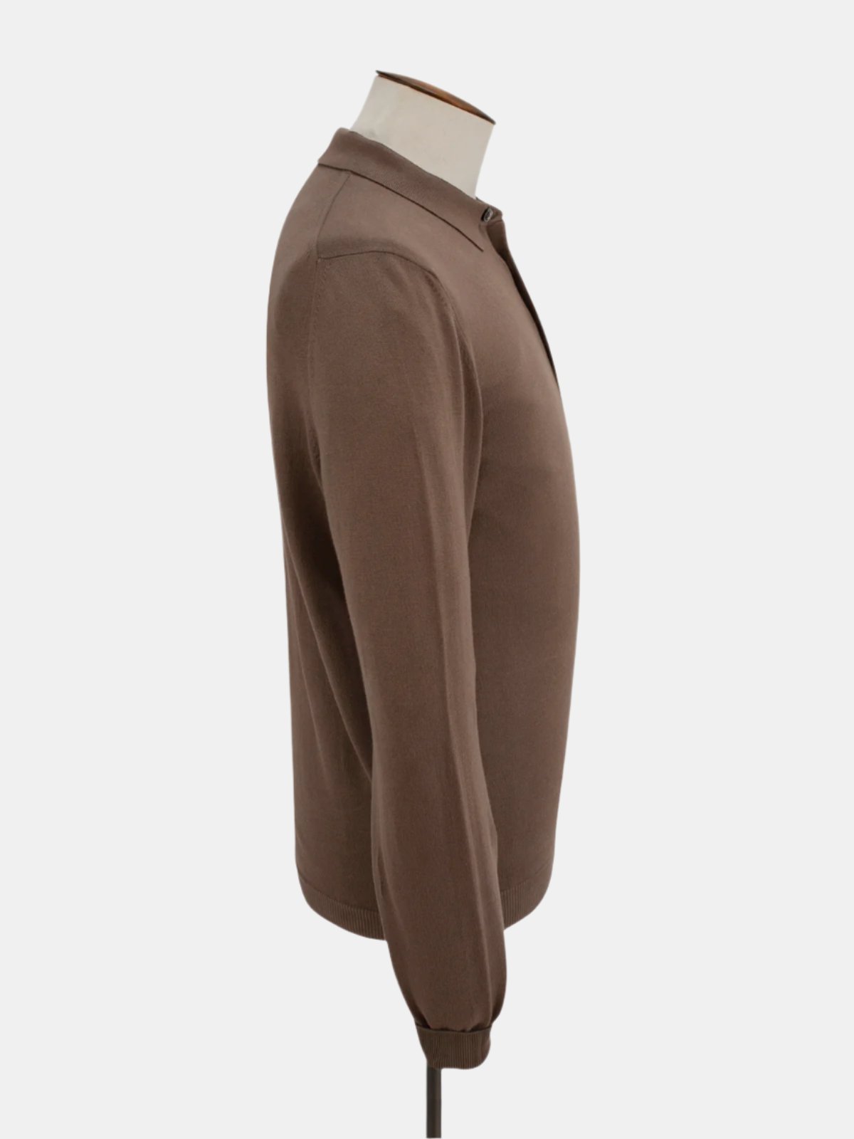 Vico Ribbed Long Sleeve Polo Cotton - Cacao Lucky Last