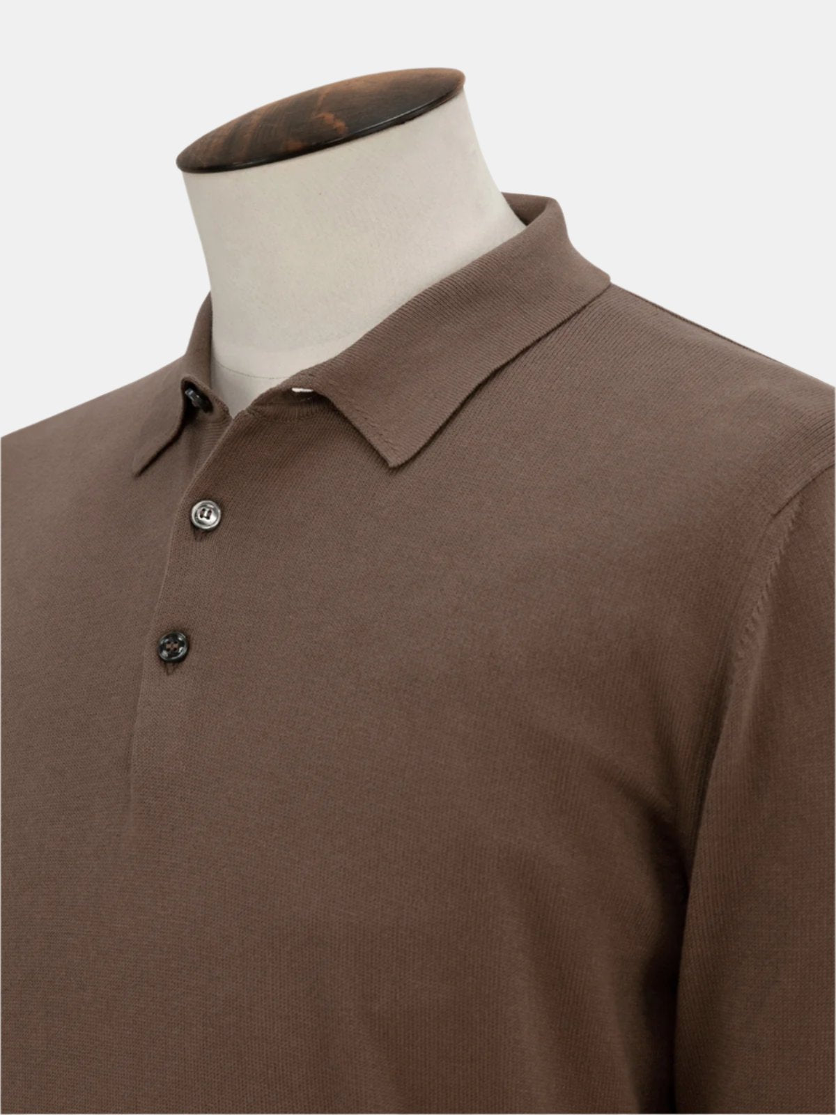 Vico Ribbed Long Sleeve Polo Cotton - Cacao Lucky Last