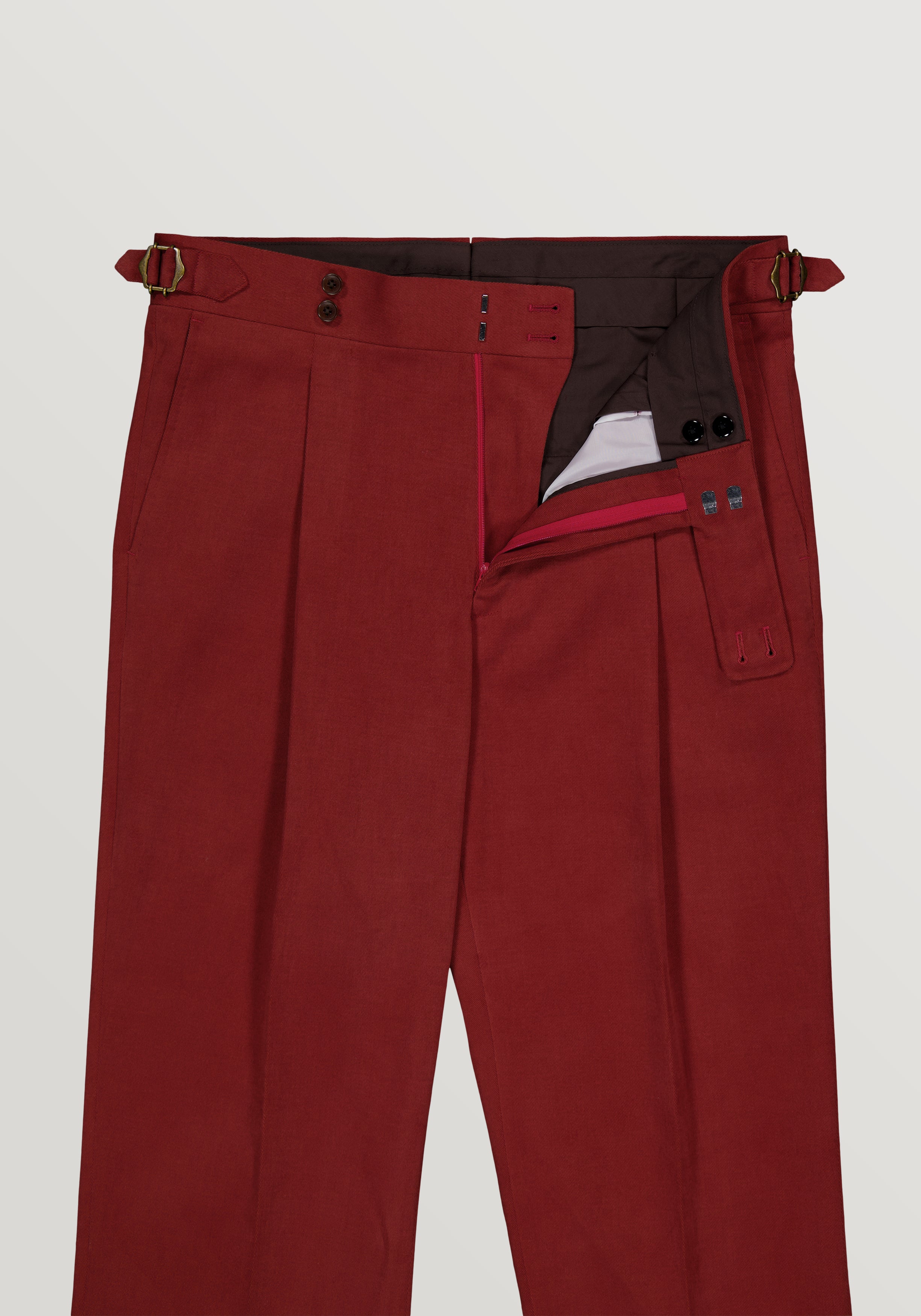 Brushed Cotton Trouser - Burnt Red