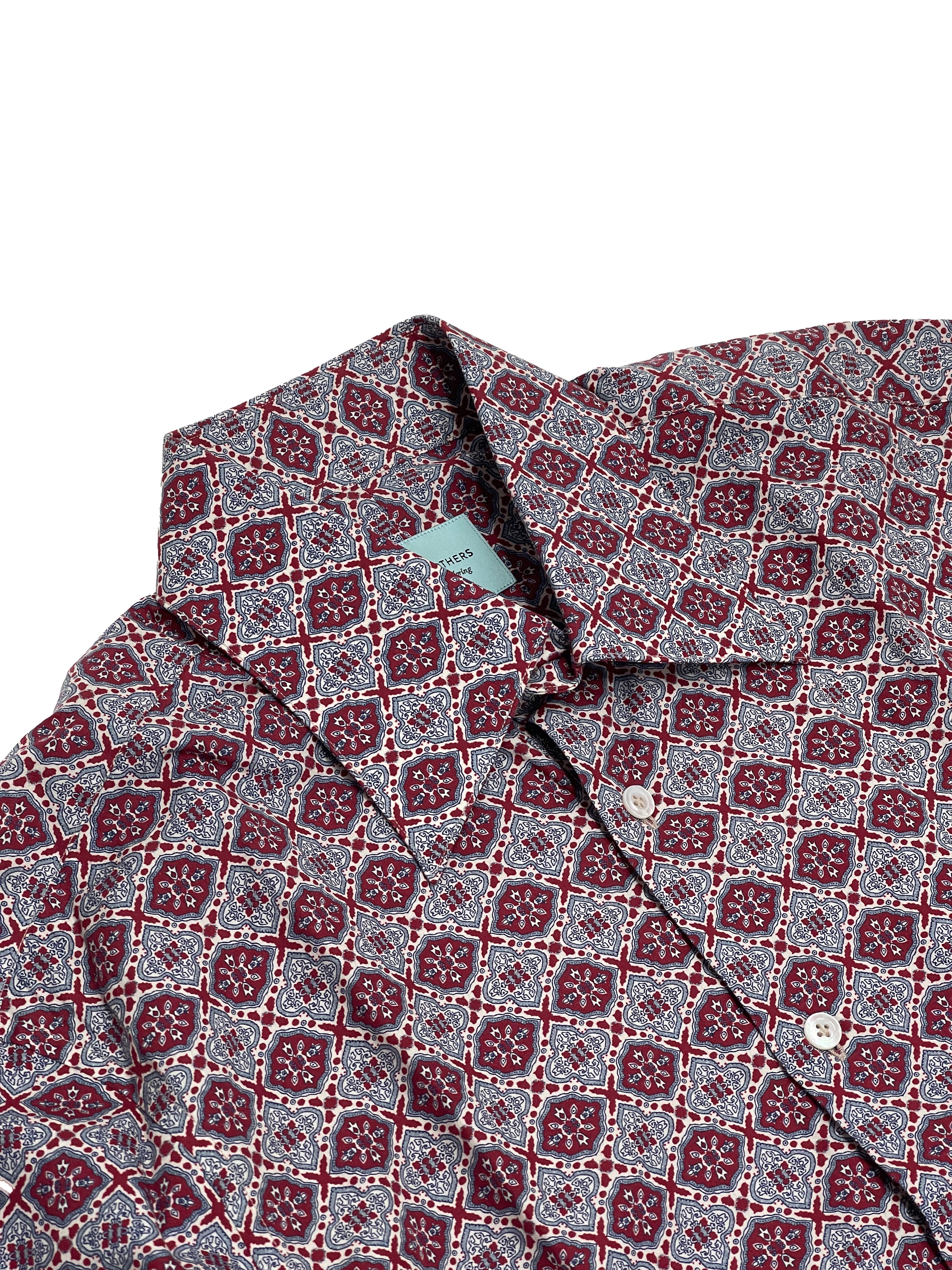 Burgundy Geometric Tile Print Shirt