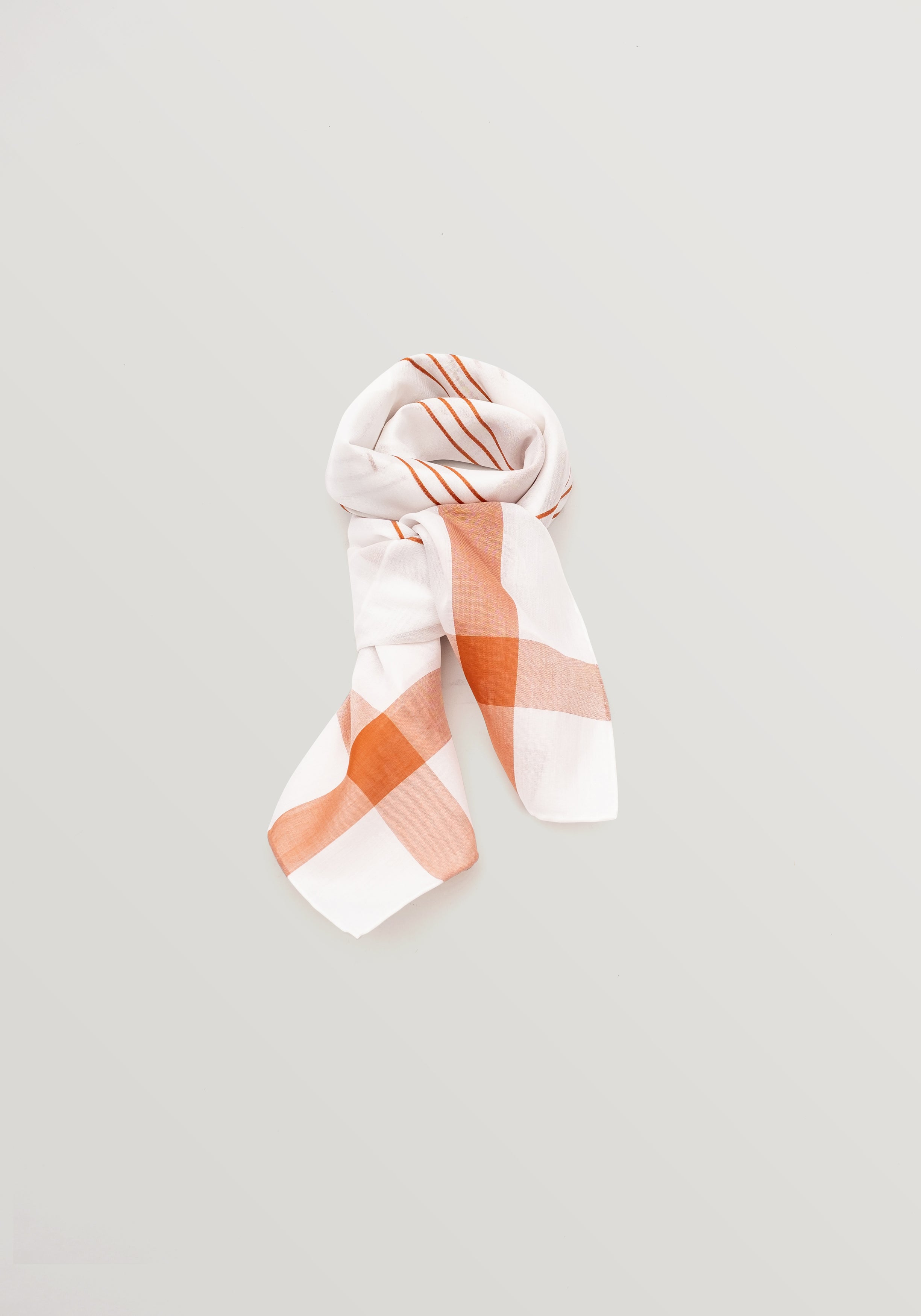 Simonnot Godard Cotton Neckerchief - Caramel And White