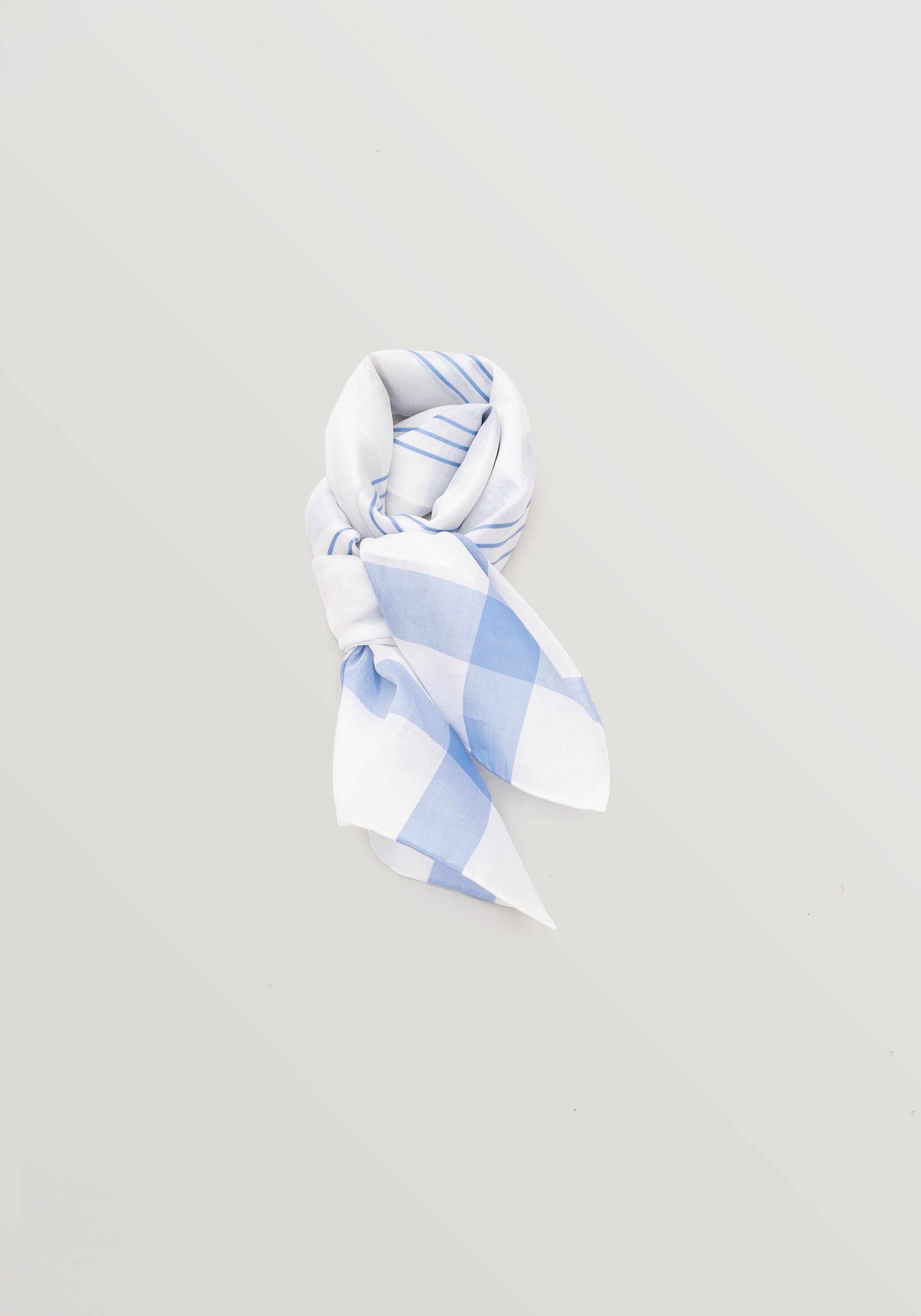 Simonnot Godard Cotton Neckerchief - Sky Blue And White
