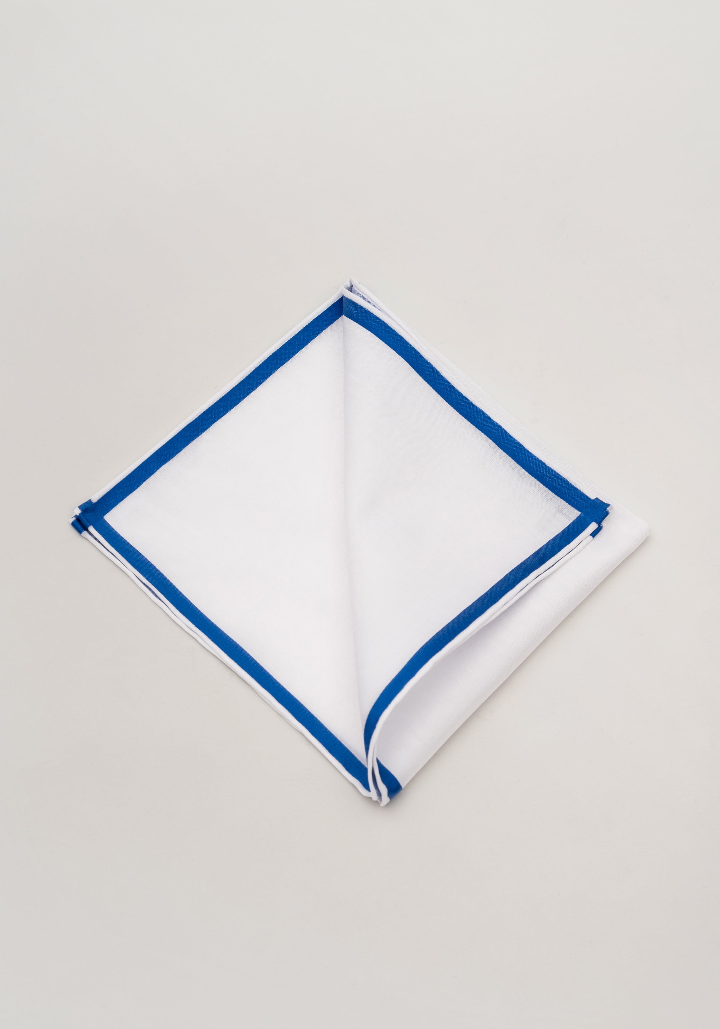 Simonnot Godard Cotton Pochette - White with Royal Blue Border