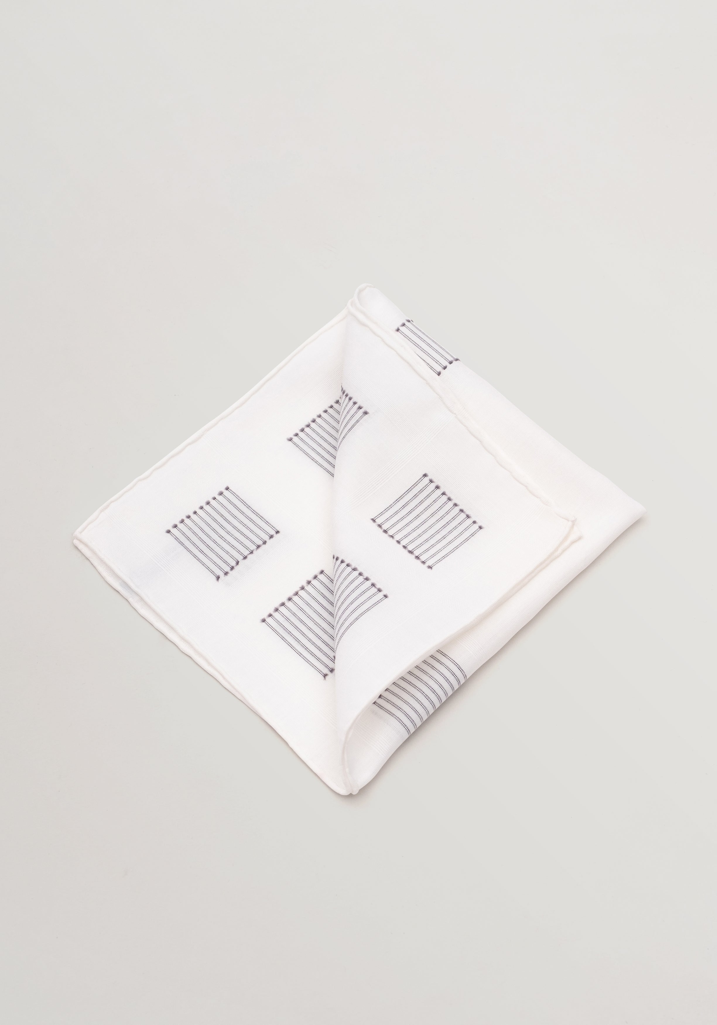 Simonnot Godard White & Grey Line Motif Cotton Pochette