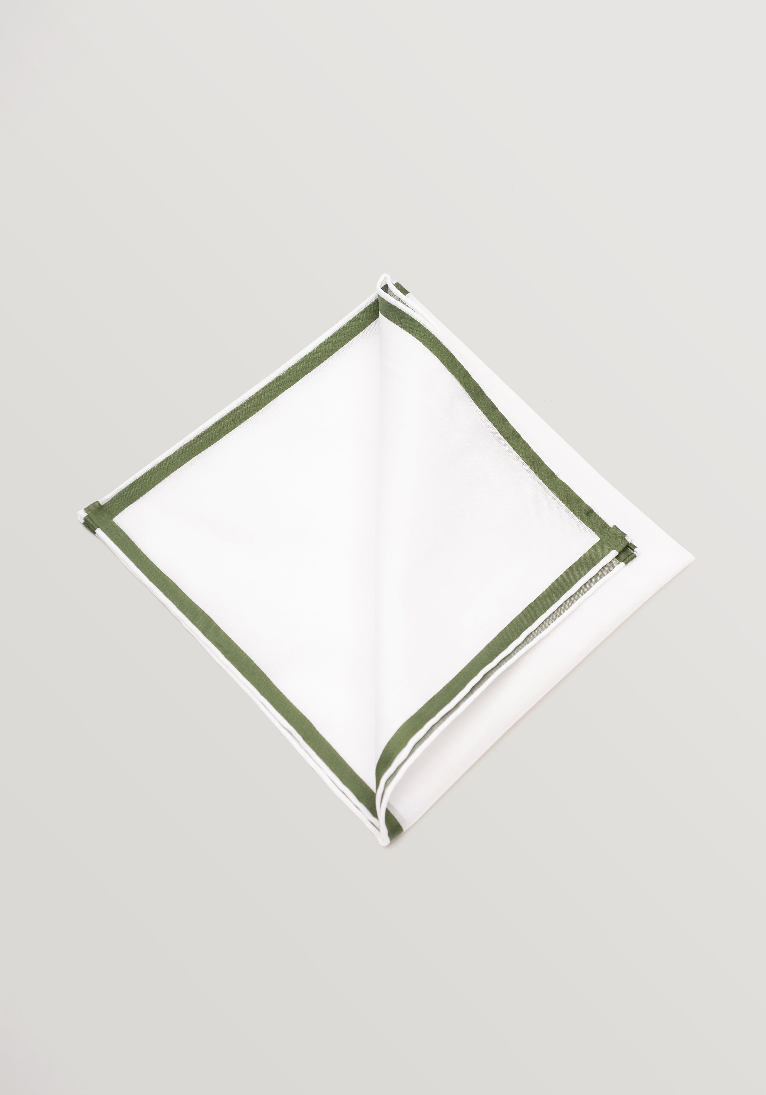 Simonnot Godard Cotton Pochette -  White with Olive Border