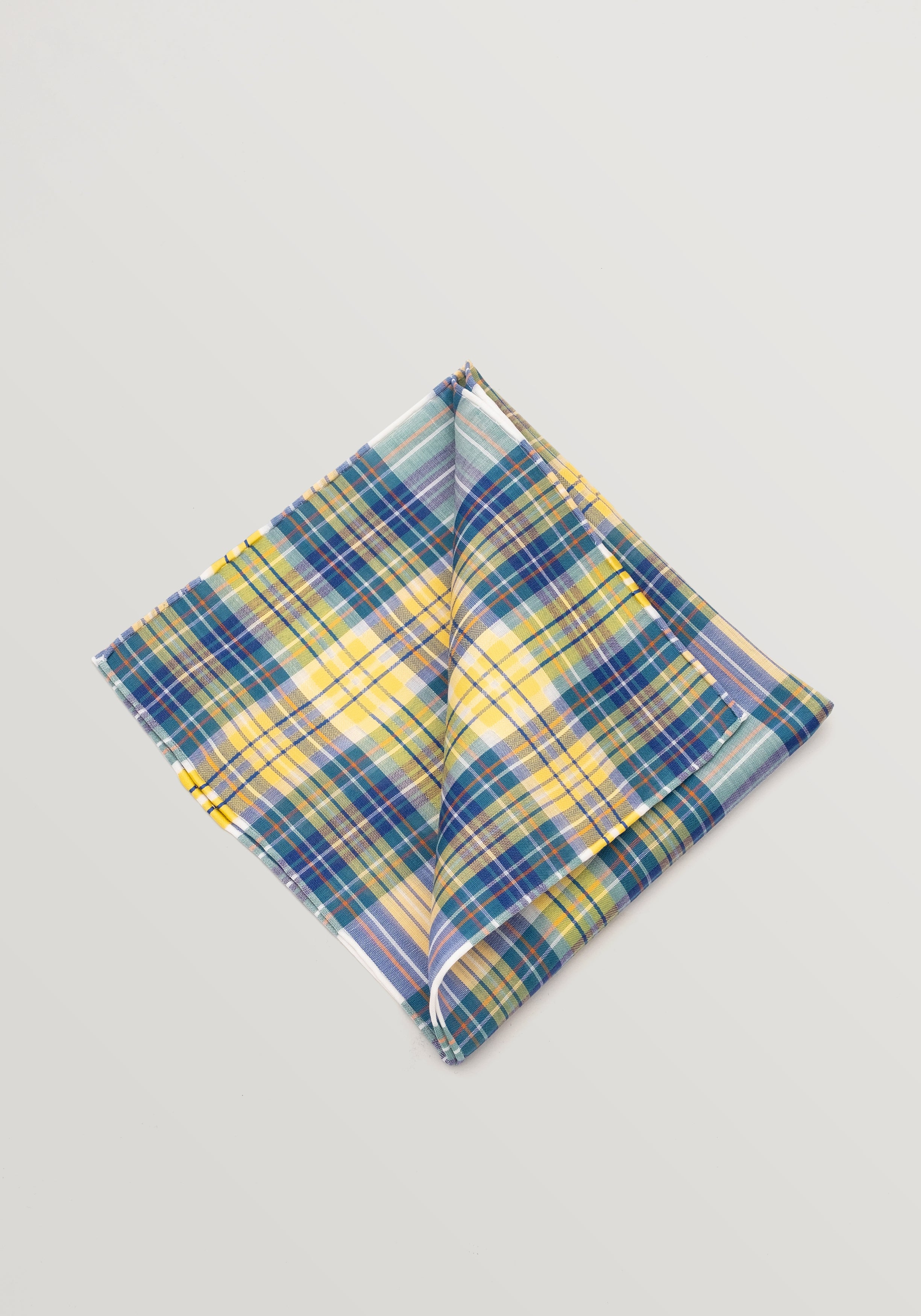 Simonnot Godard Cotton Pochette - Yellow And Teal Plaid