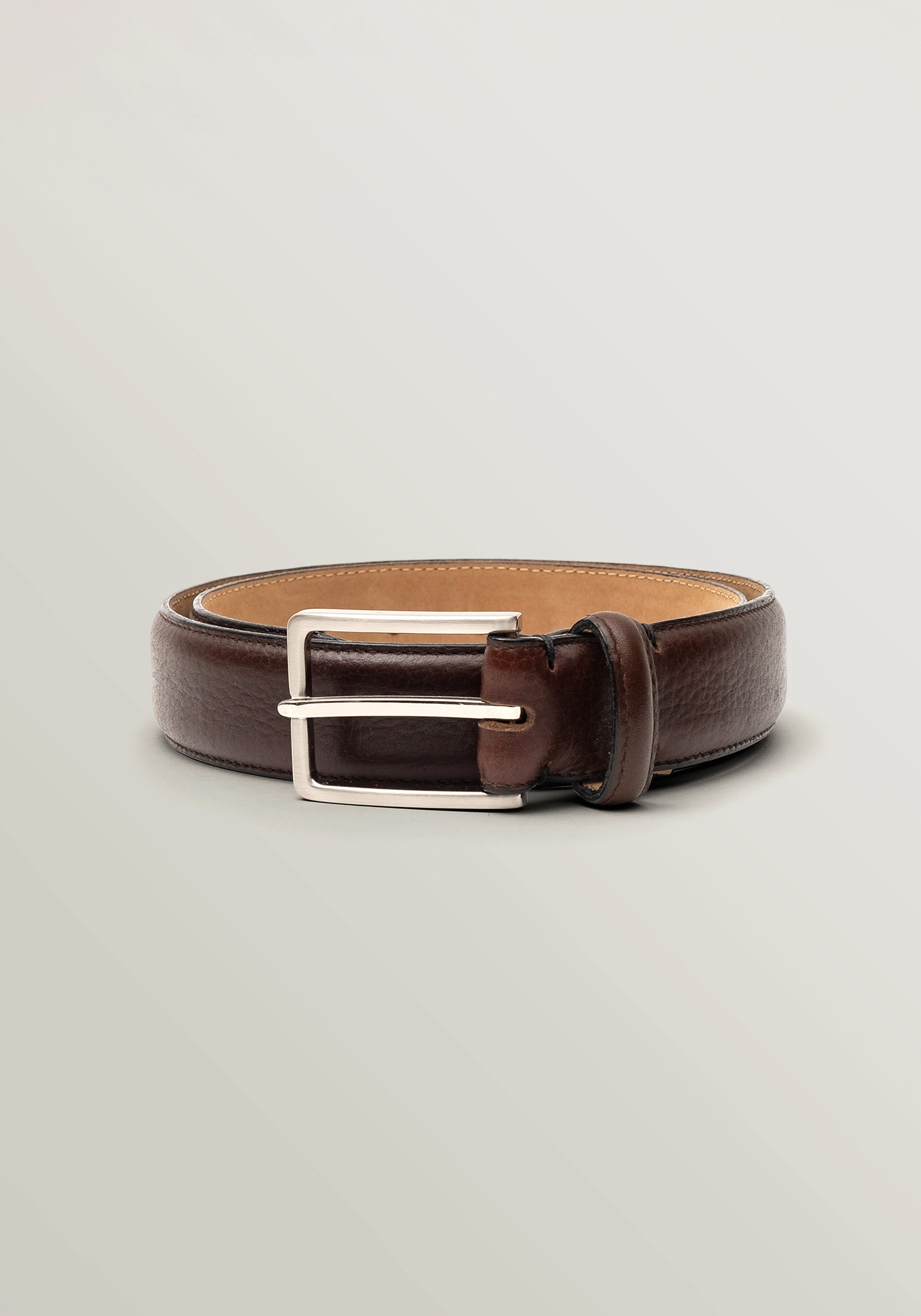 Pebble Grain 35mm Belt - Brown