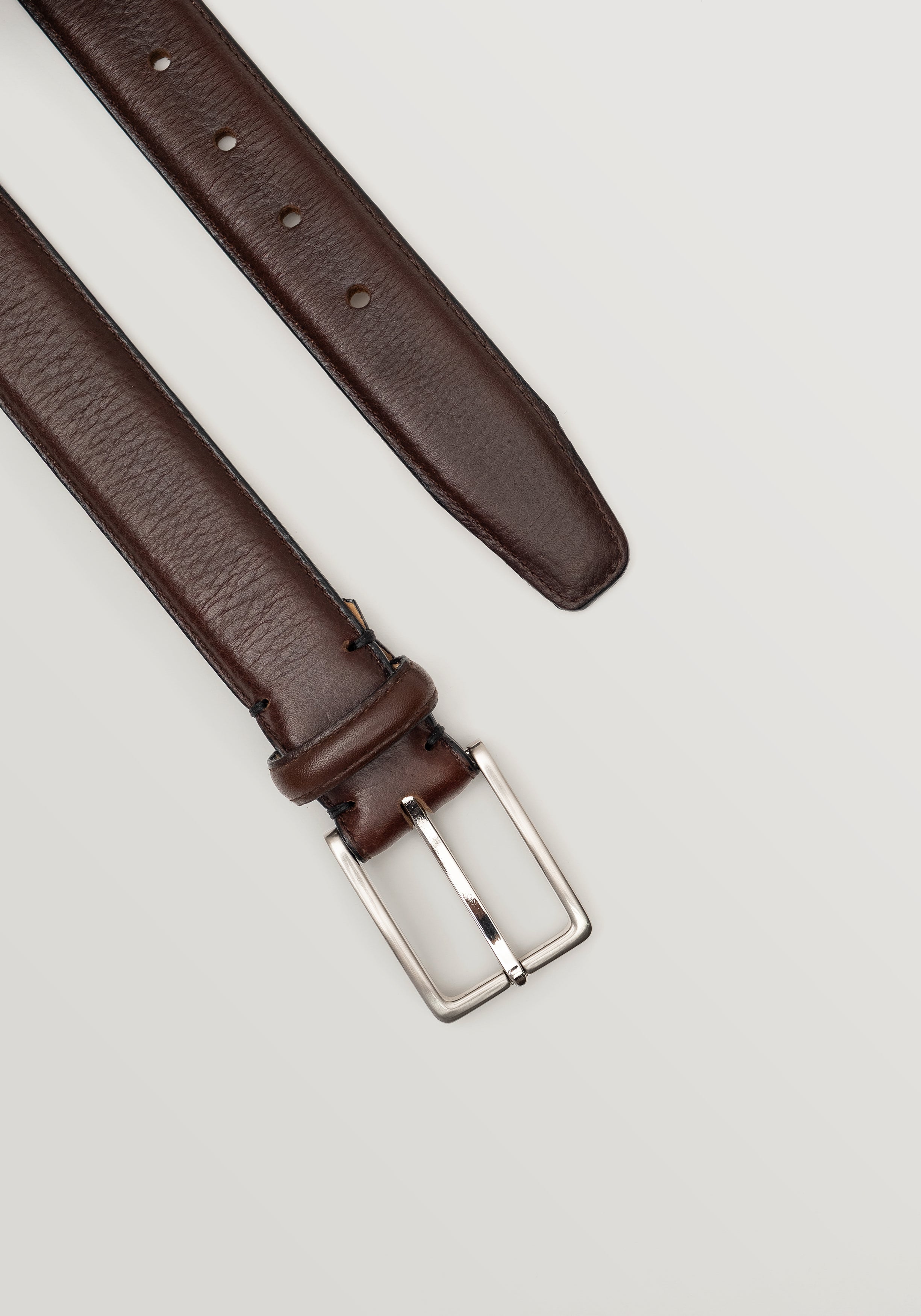 Pebble Grain 35mm Belt - Brown
