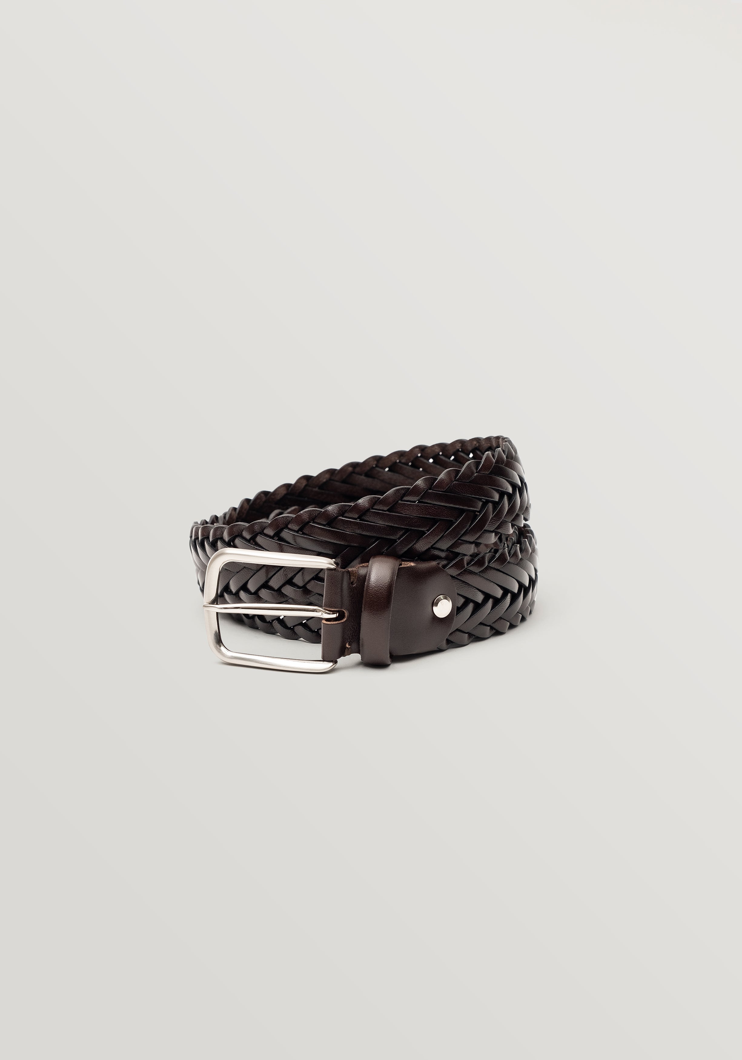 35mm Braided Leather Belt - Conker