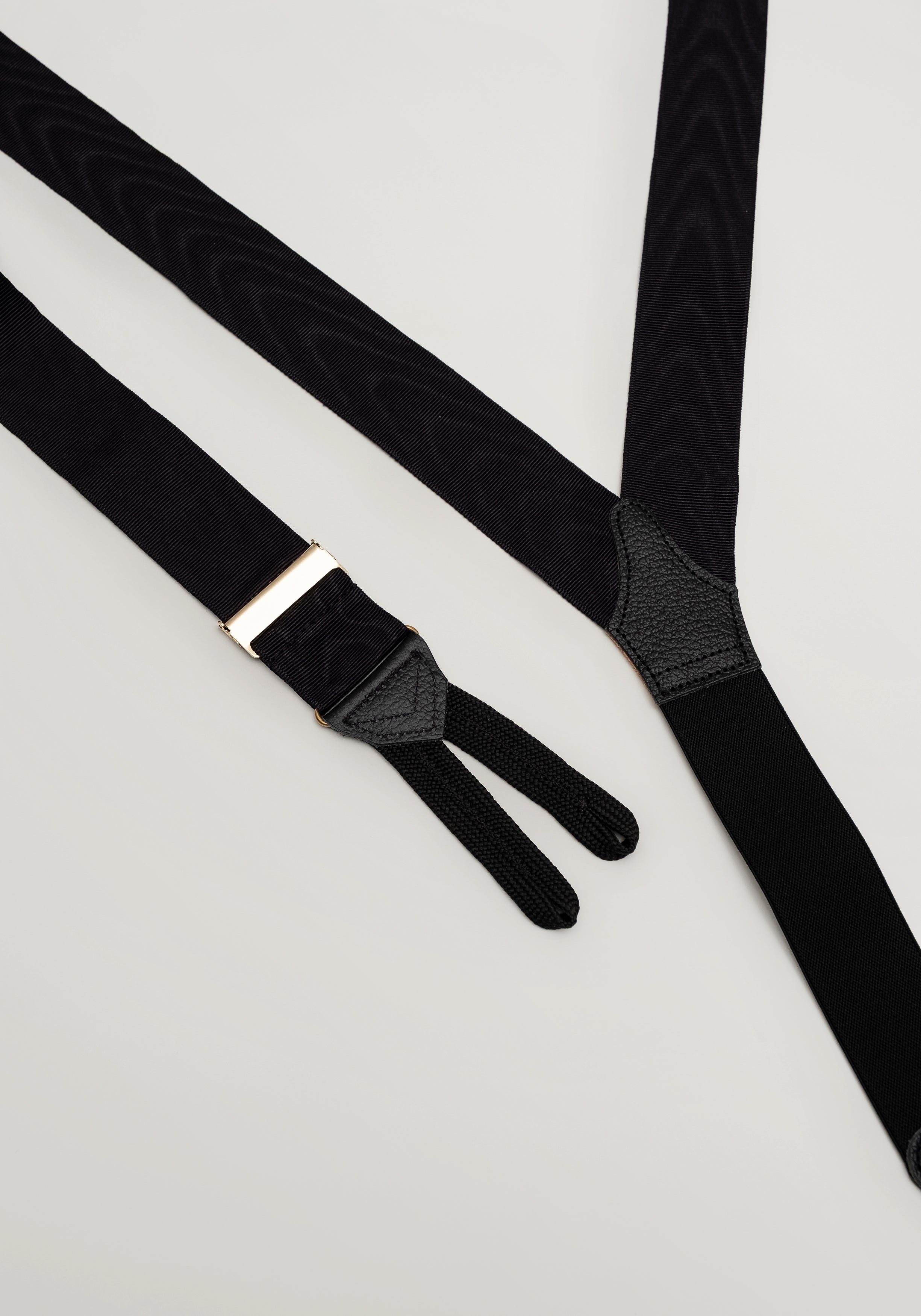 Silk Moire Braces With Braid Ends - Black