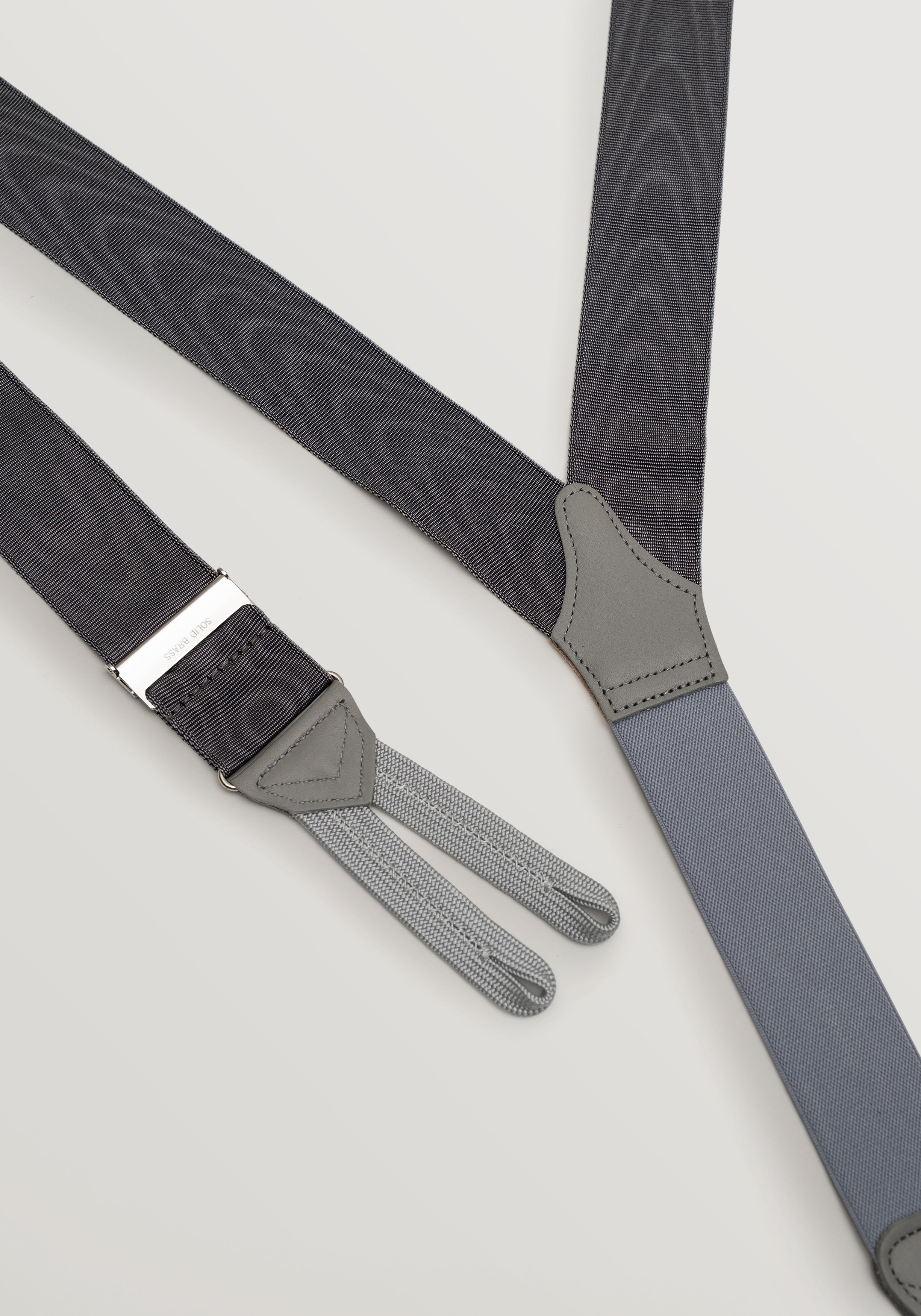 Silk Moire Braces With Braid Ends - Grey
