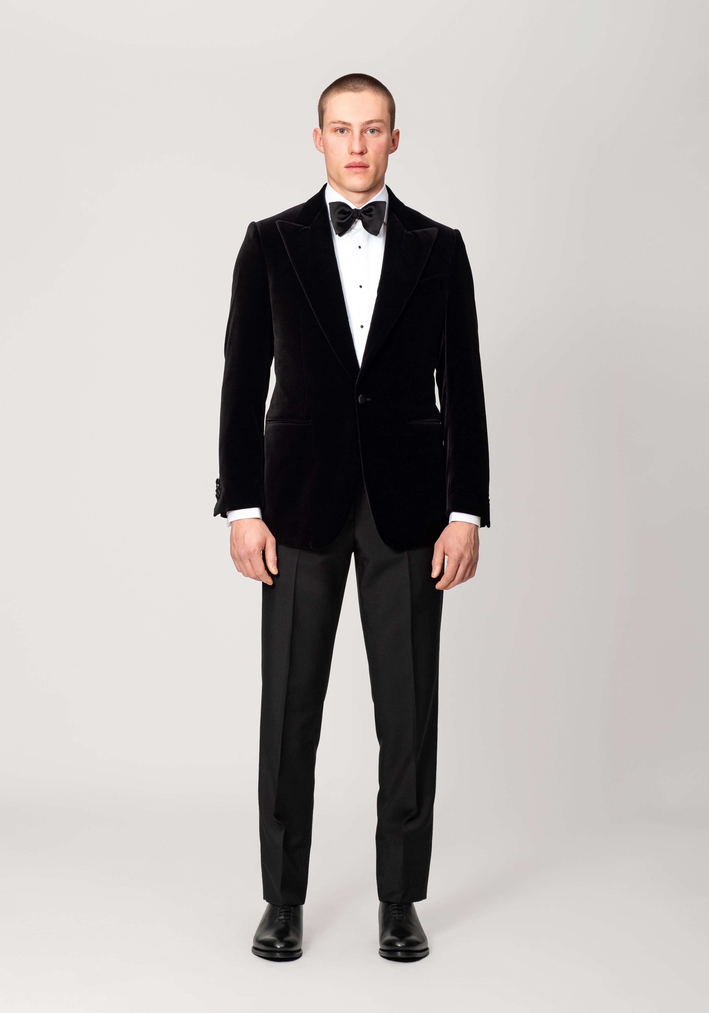 Cotton Velvet Smoking Jacket - Black