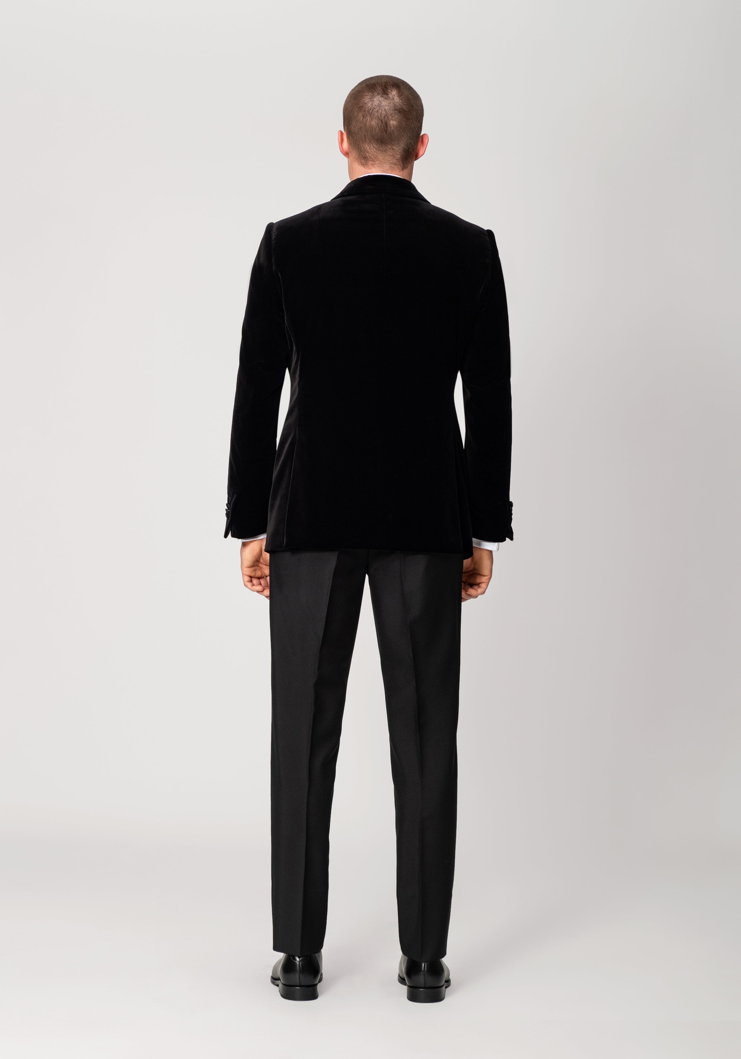 Cotton Velvet Smoking Jacket - Black