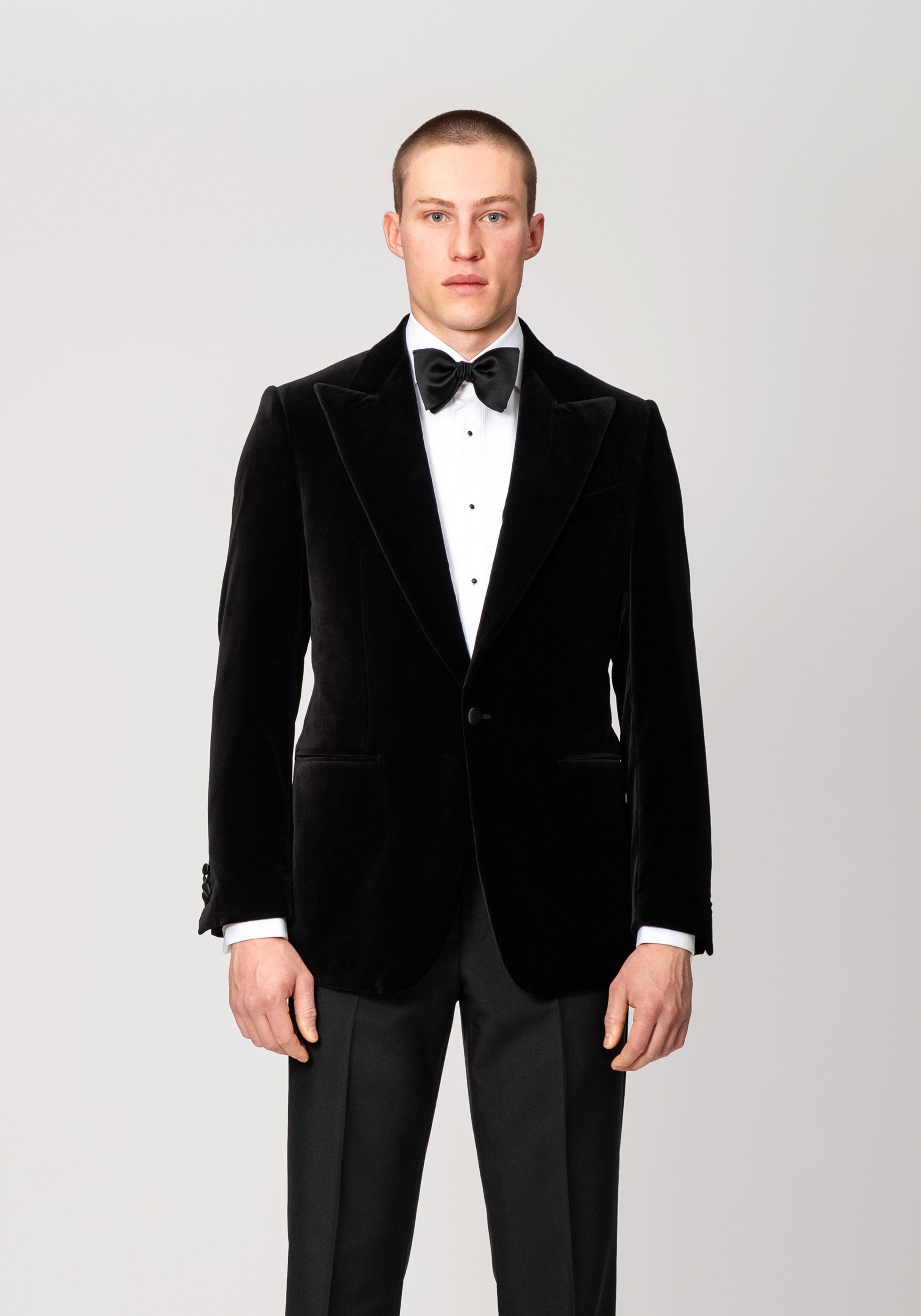 Cotton Velvet Smoking Jacket - Black