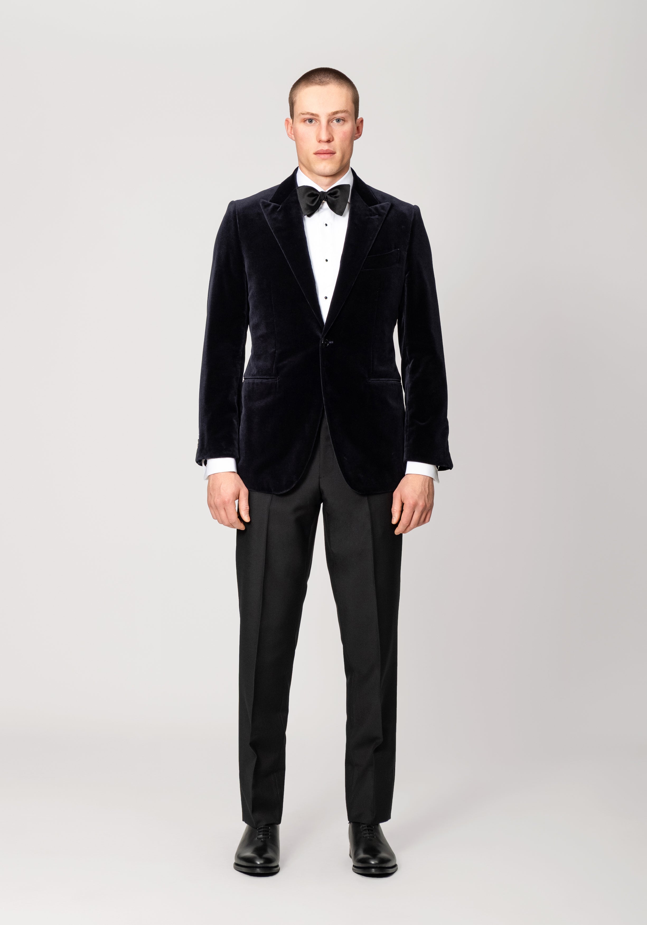 Cotton Velvet Smoking Jacket - Midnight Navy