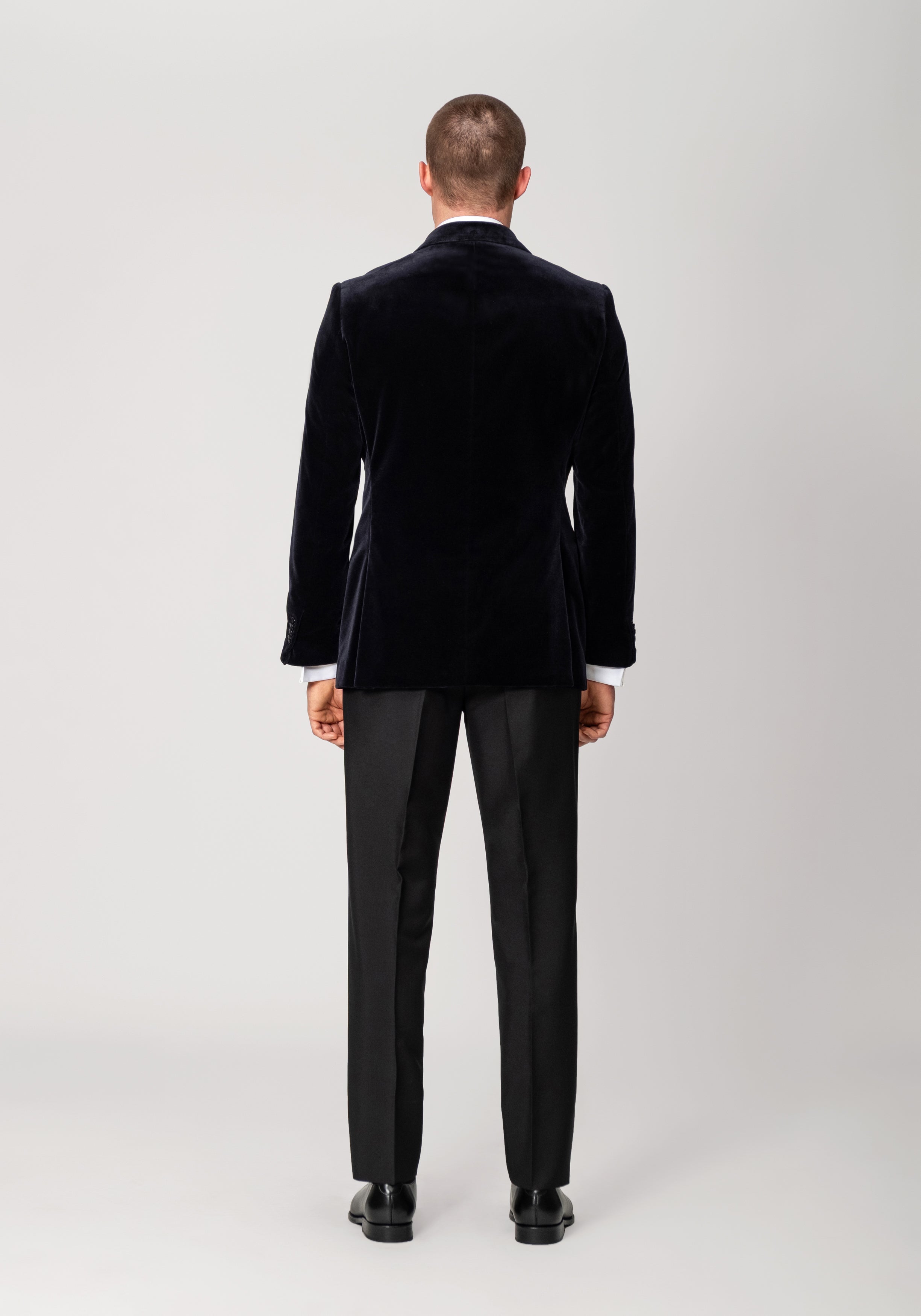 Cotton Velvet Smoking Jacket - Midnight Navy