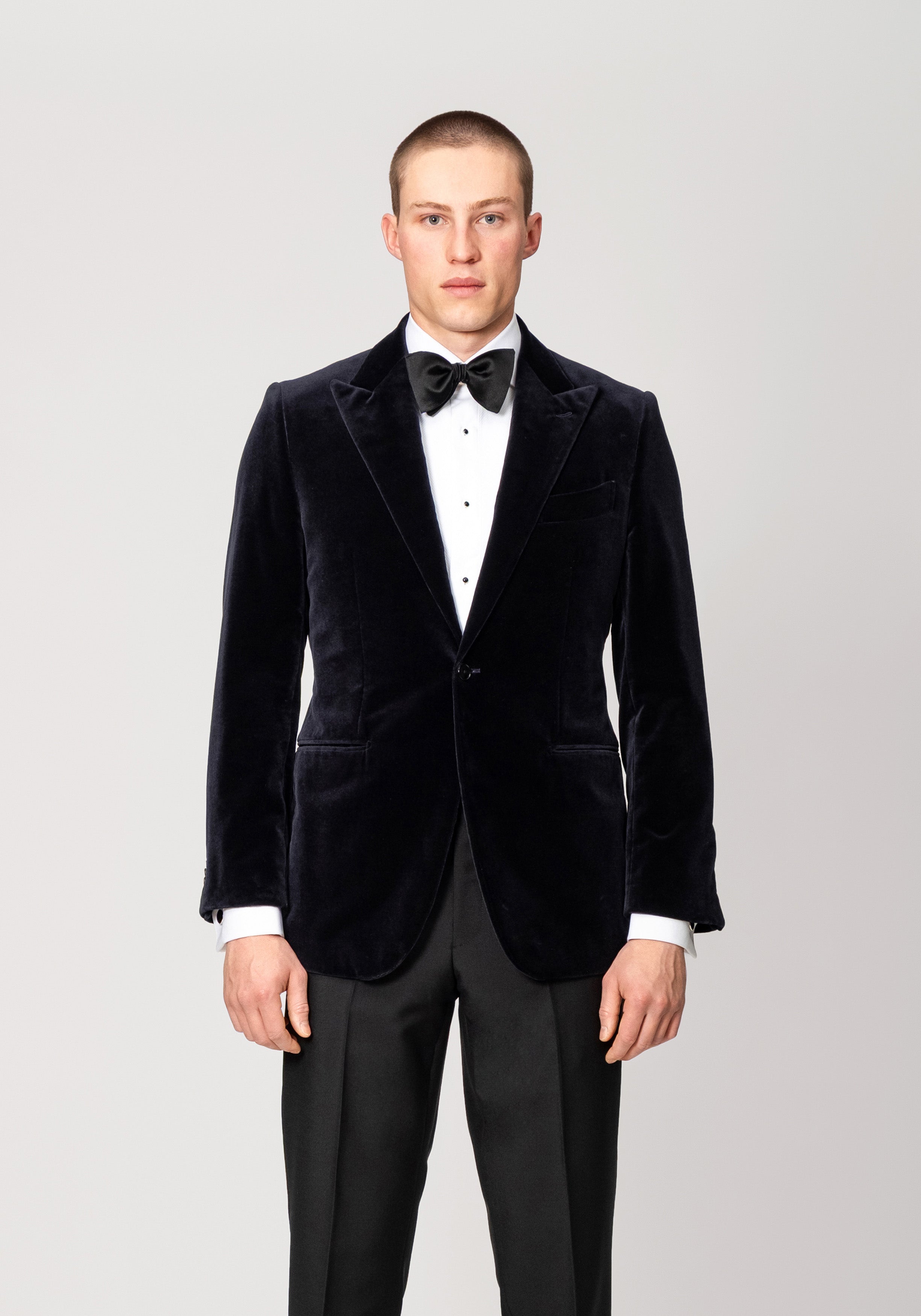 Cotton Velvet Smoking Jacket - Midnight Navy