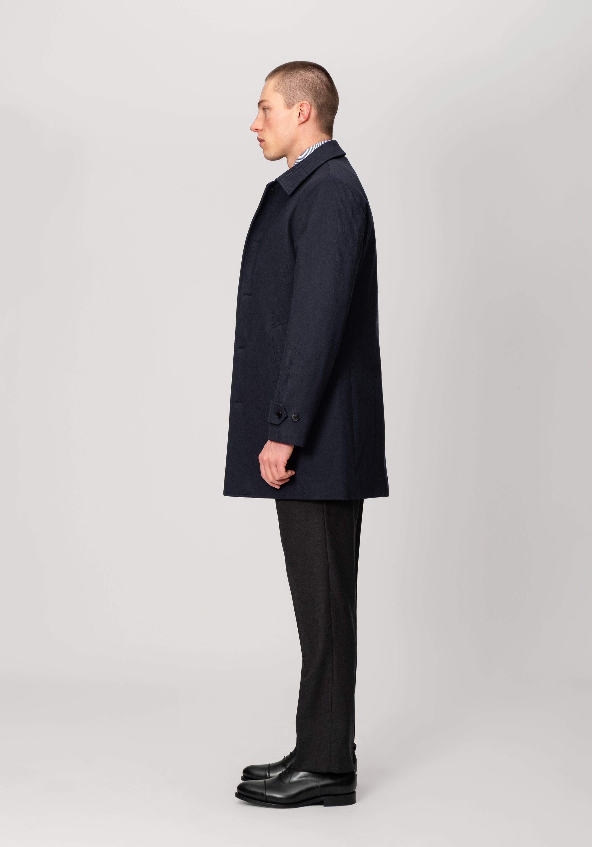 Single-Breasted Car Coat With Liner - Midnight Navy