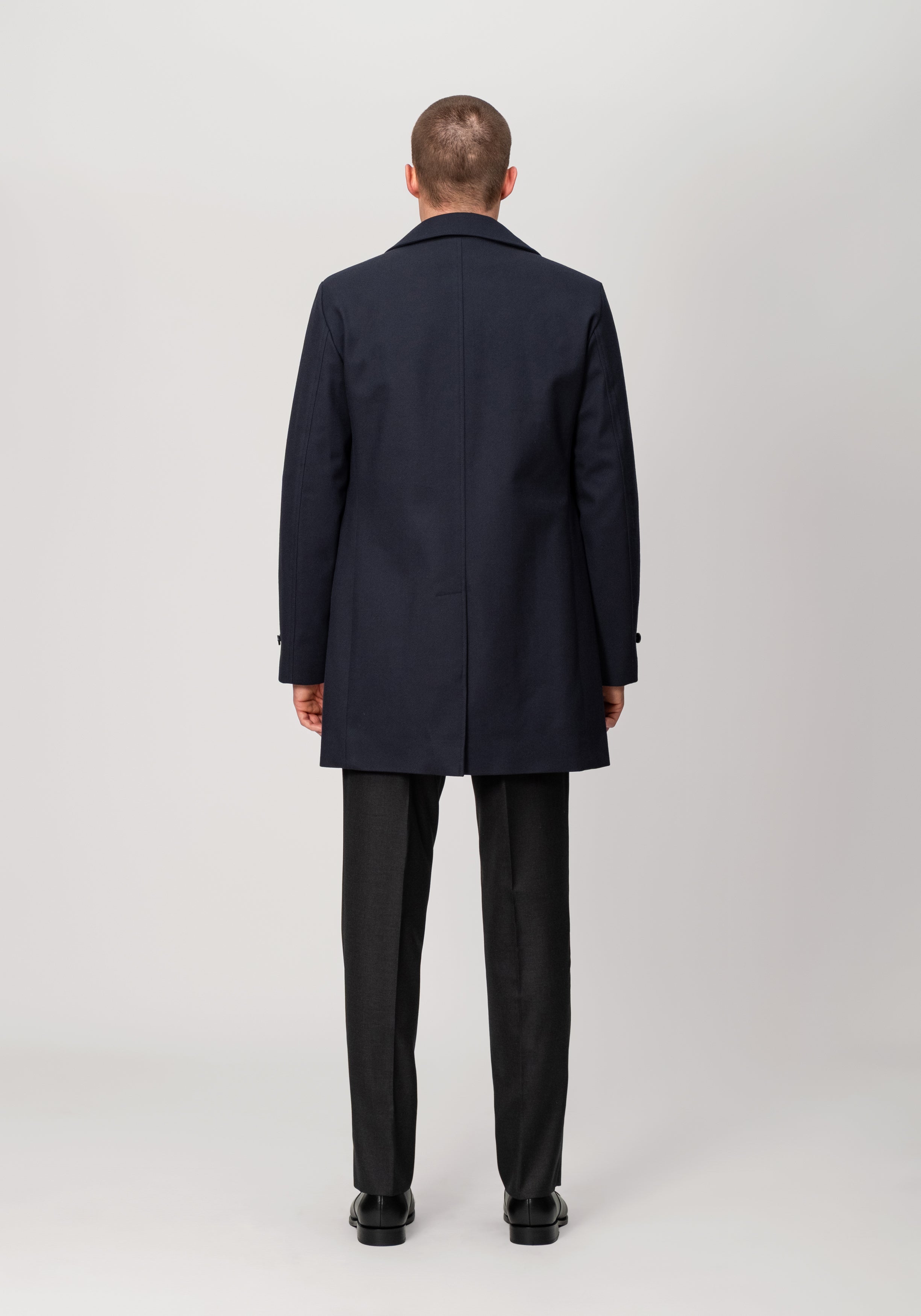 Single-Breasted Car Coat With Liner - Midnight Navy