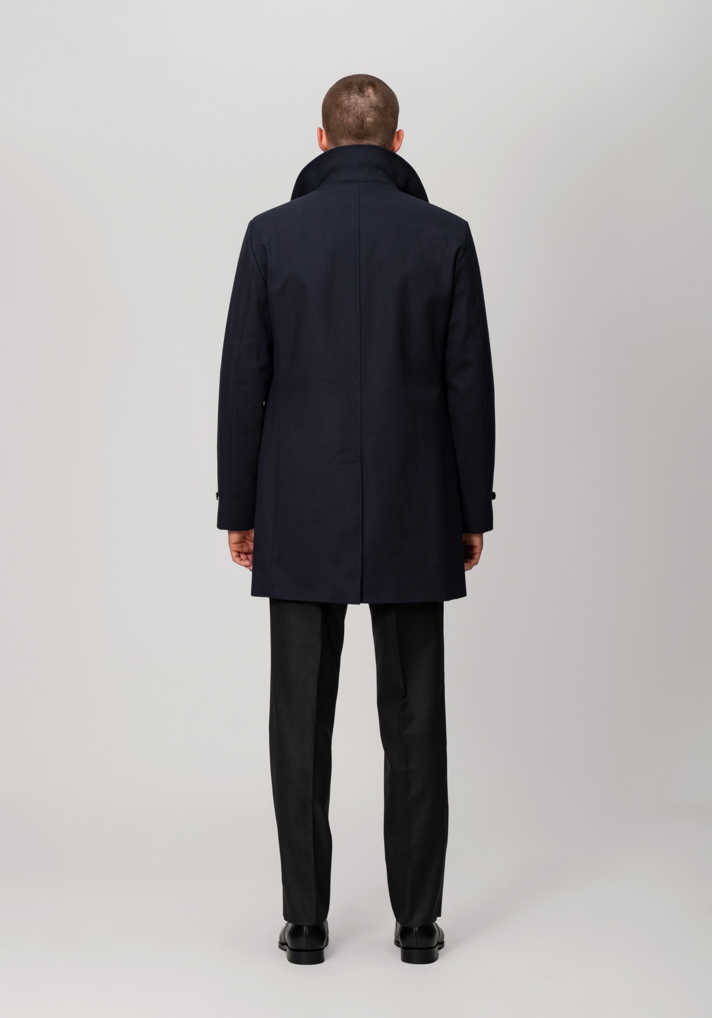 Single-Breasted Car Coat With Liner - Midnight Navy