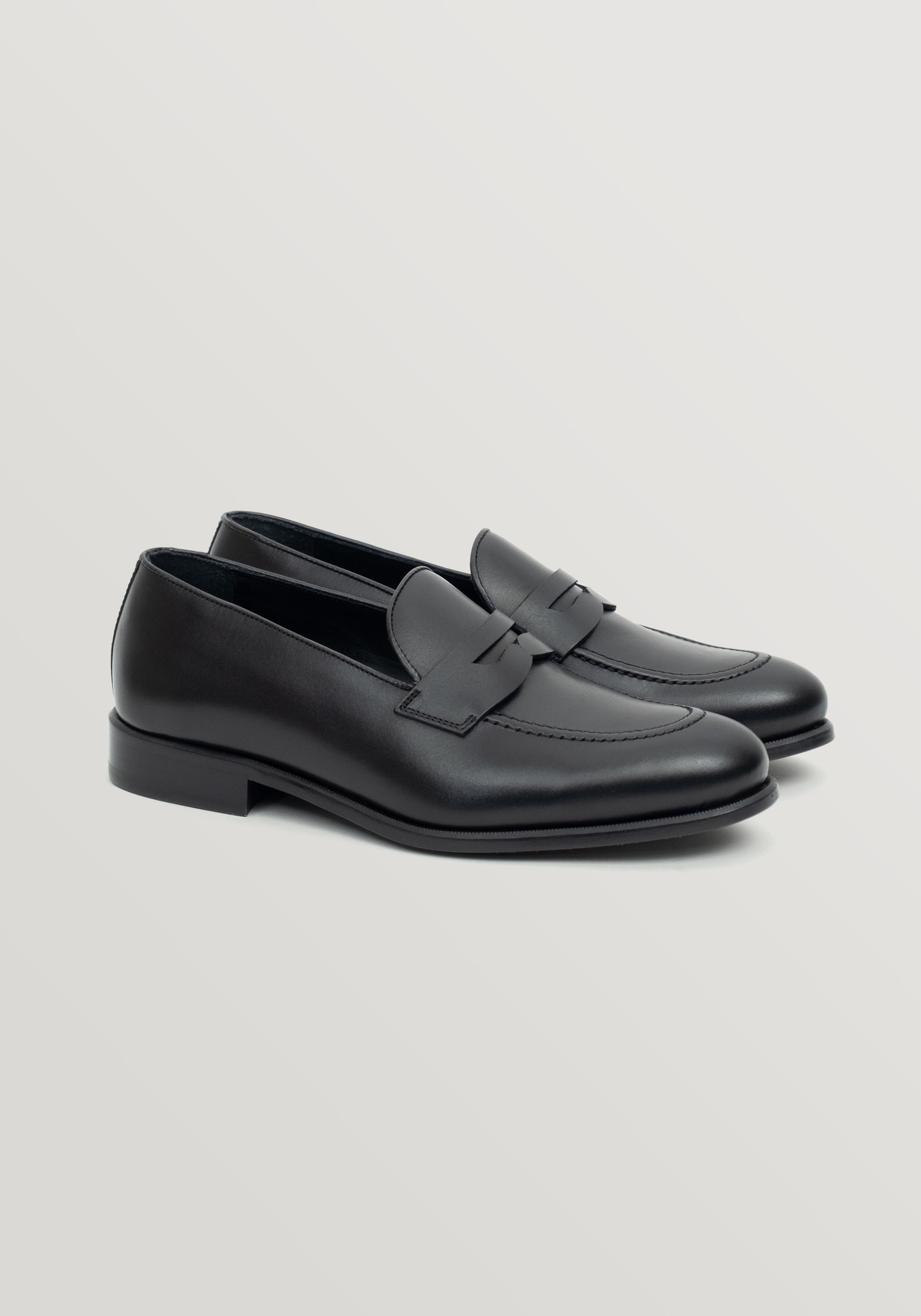 Box Calf Leather Flex Penny Loafer - Black