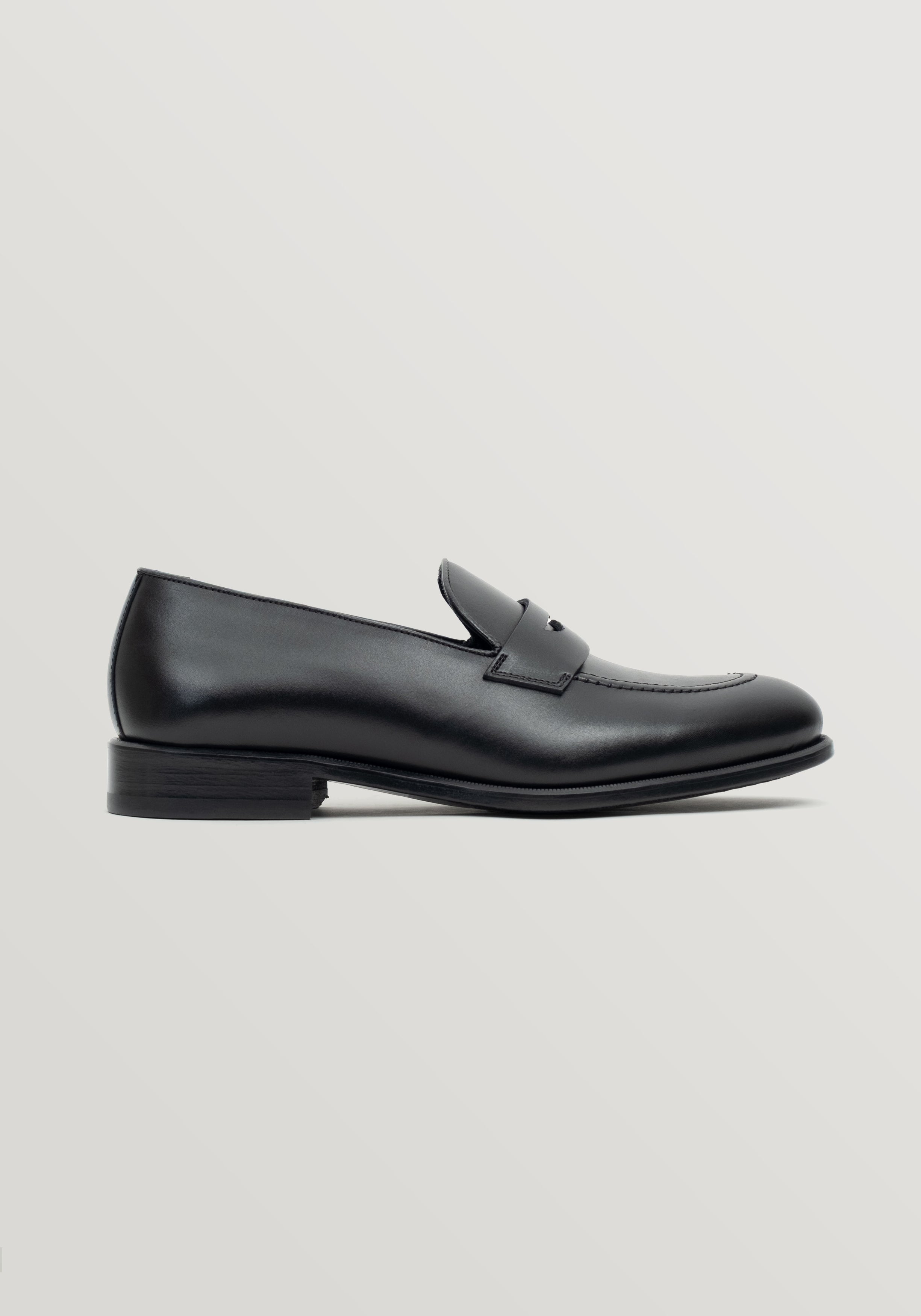 Box Calf Leather Flex Penny Loafer - Black
