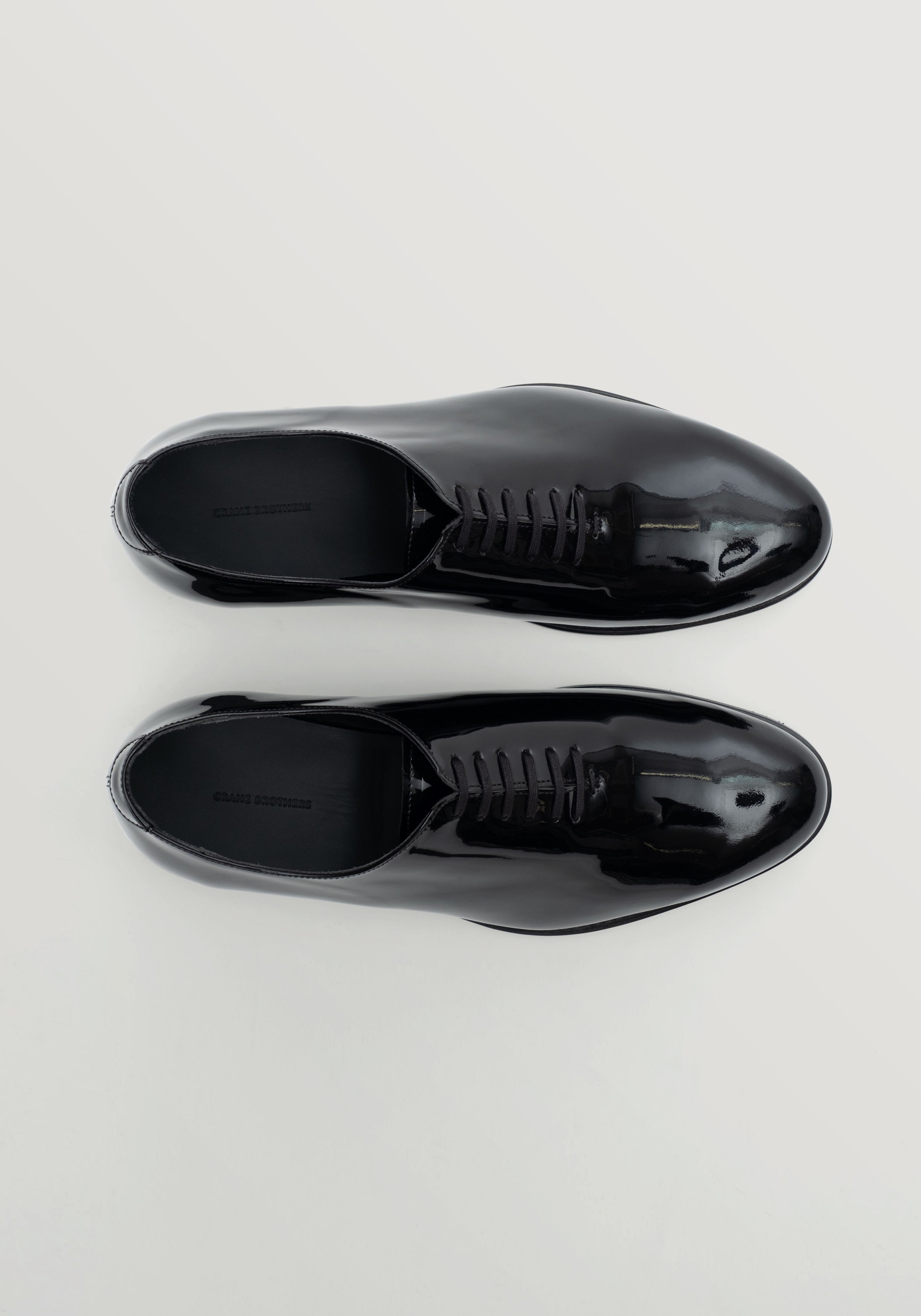 Patent Leather Whole Cut Oxford Shoe - Black