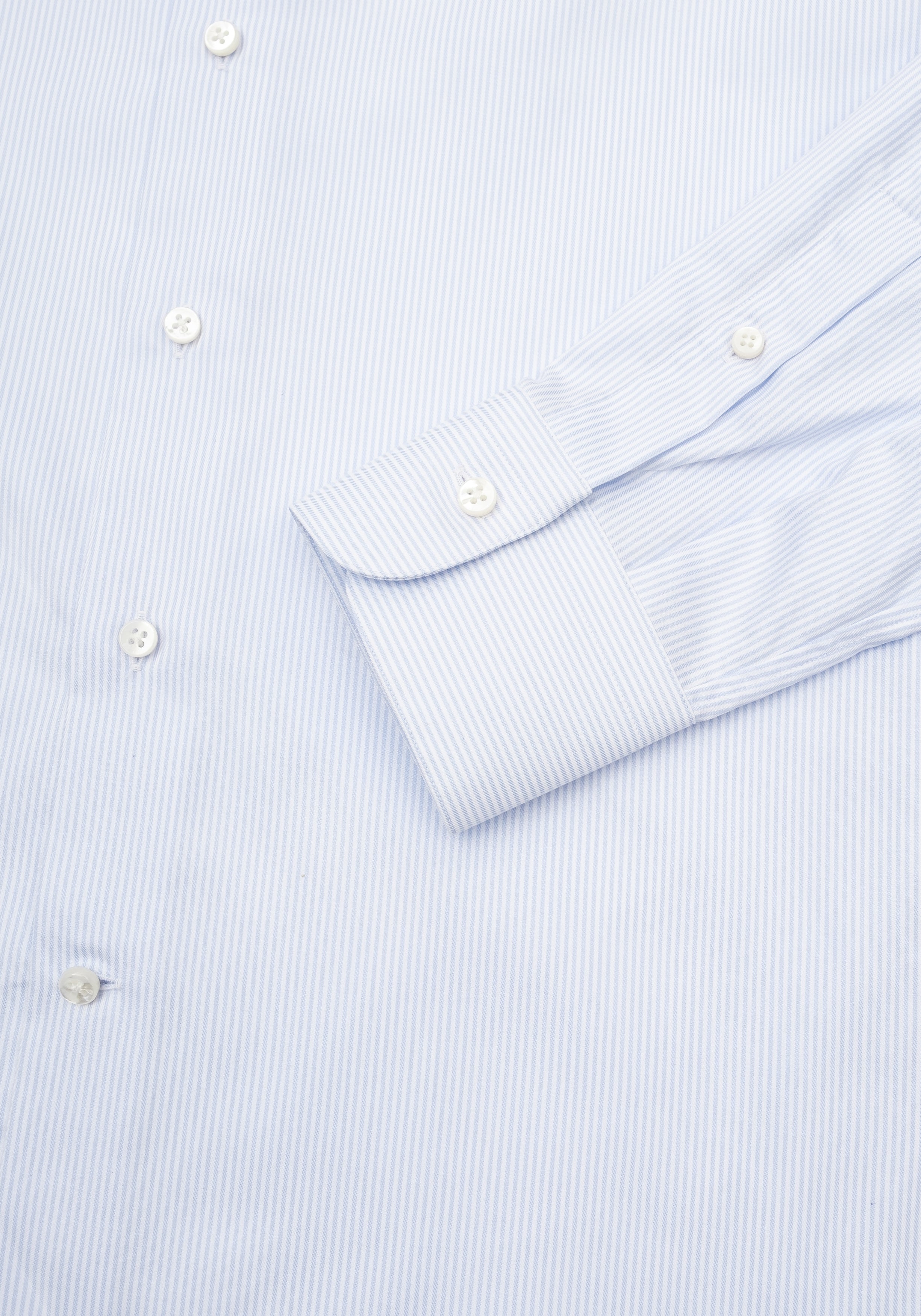 Cutaway Collar Shirt - Light Blue & White Butcher Stripe