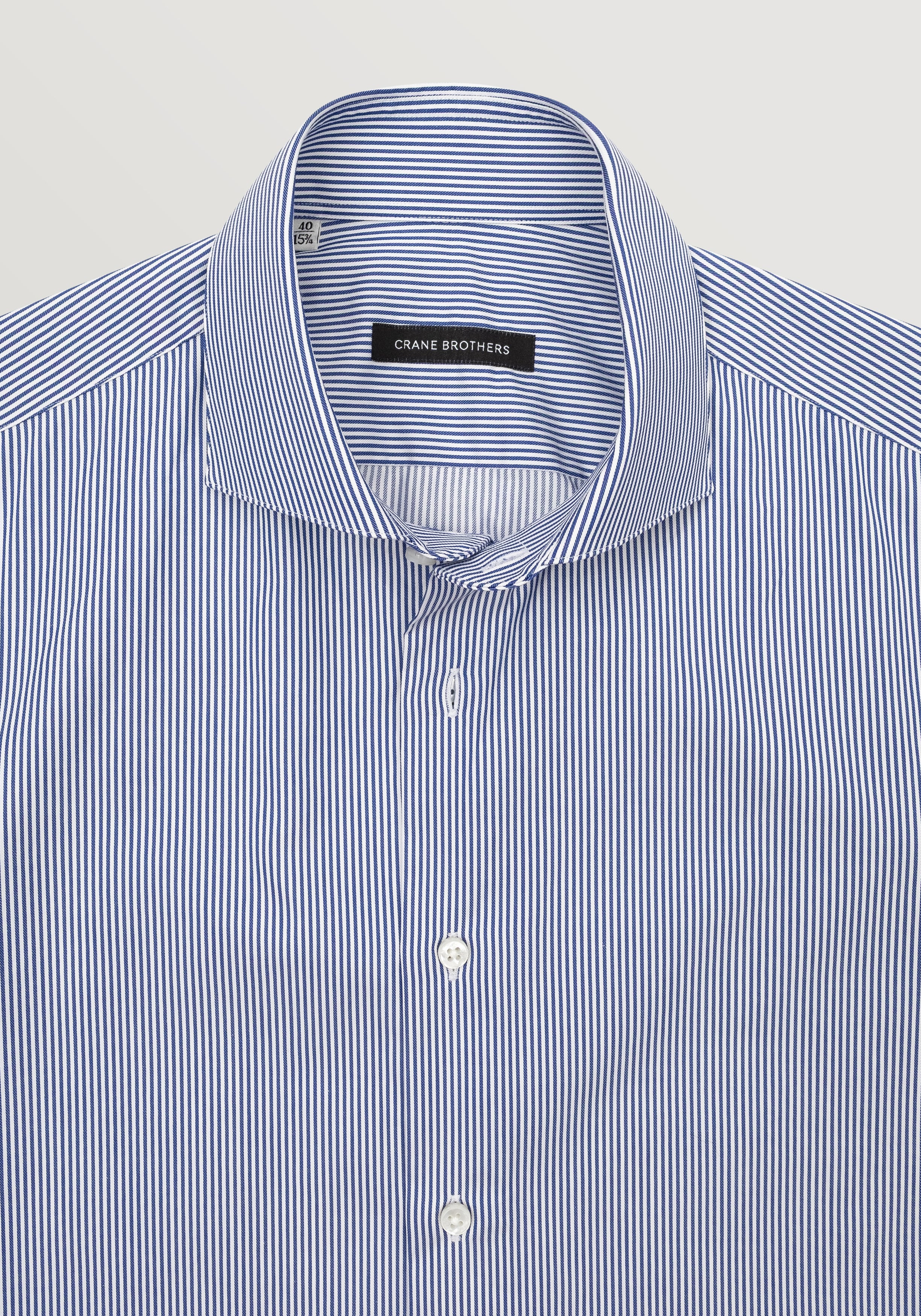 Cutaway Collar Shirt - Deep Blue Stripe