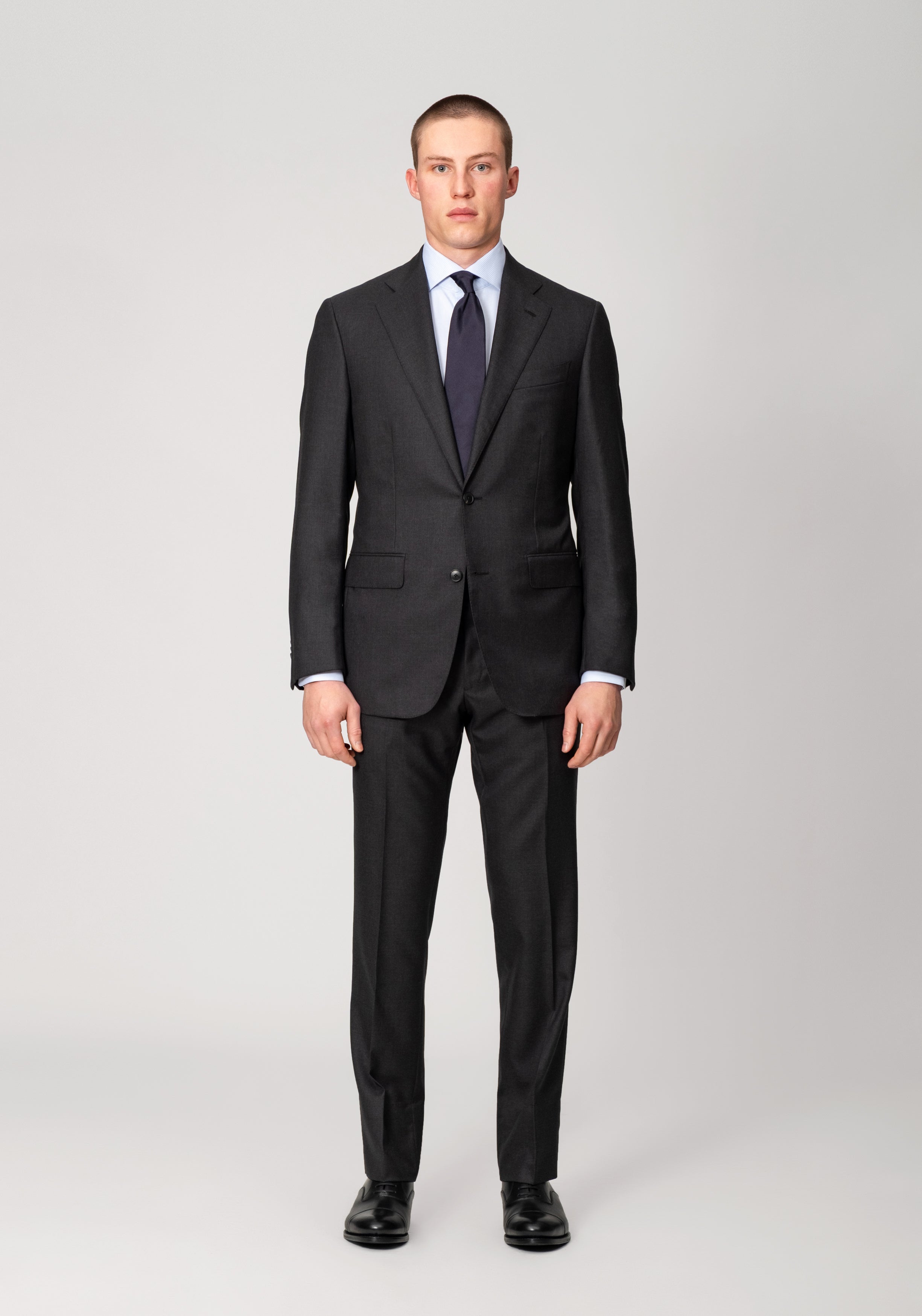 Single Breasted Serchio Suit - Charcoal Twill