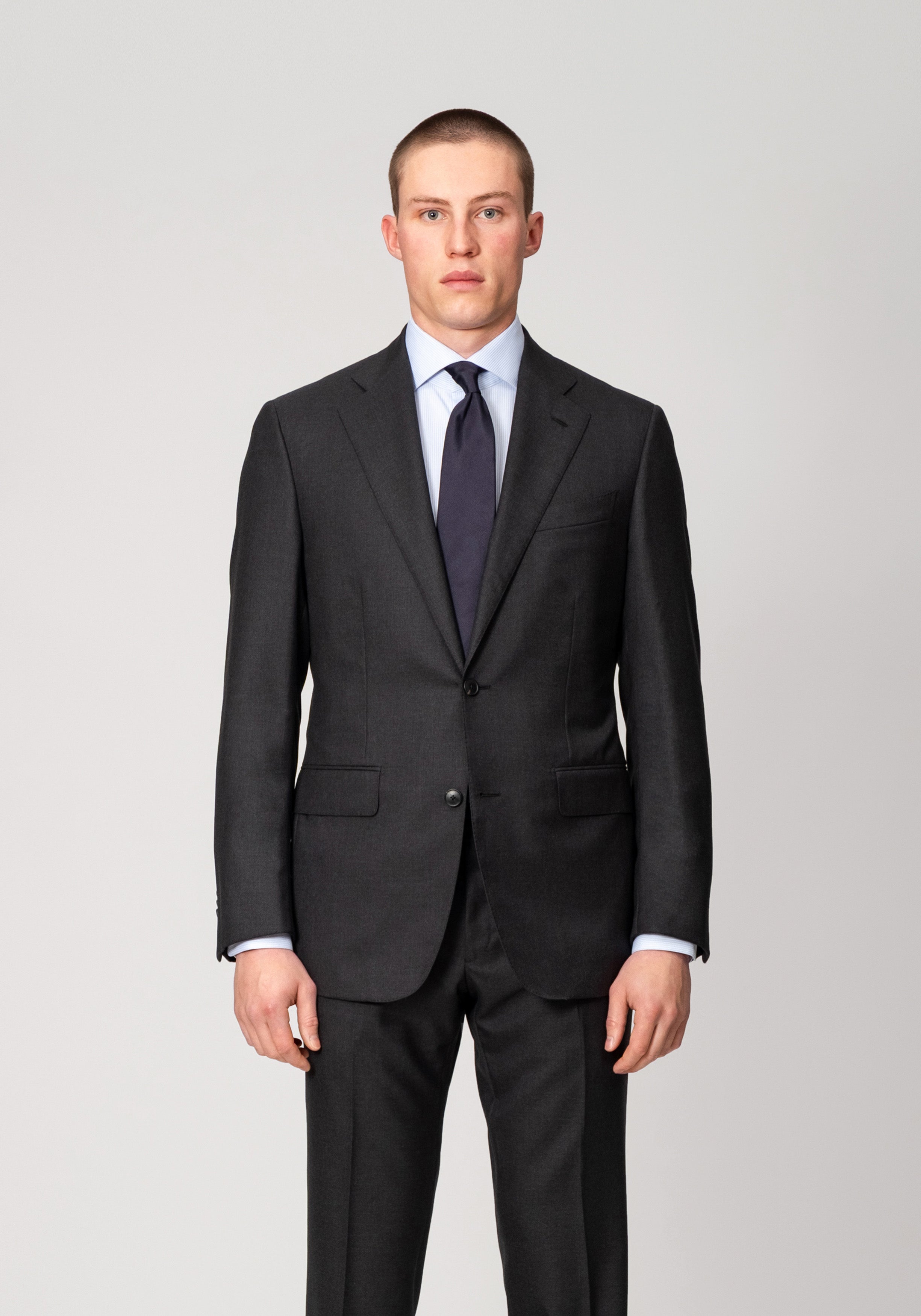 Single Breasted Serchio Suit - Charcoal Twill