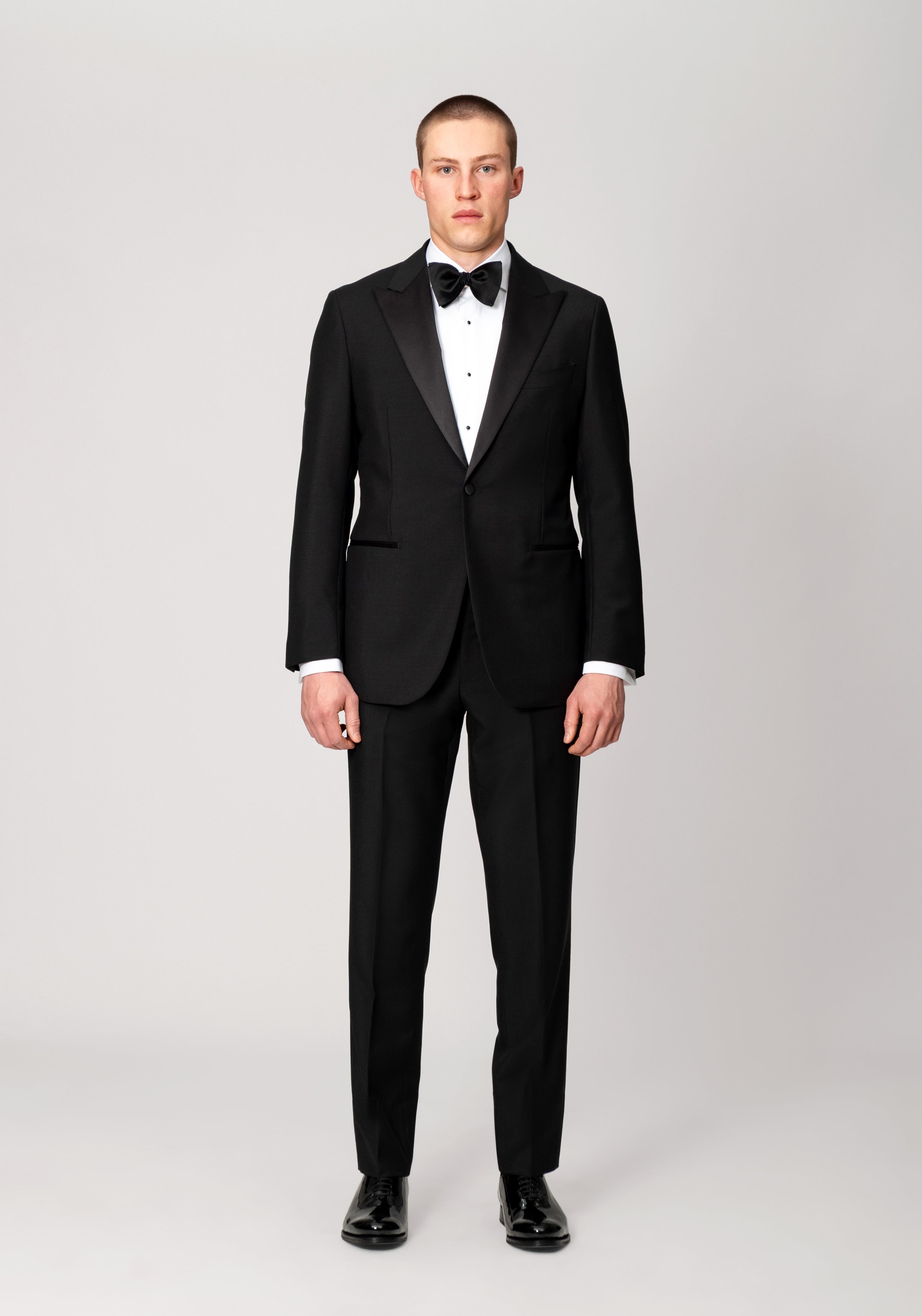 Wool & Mohair Peak Lapel Tuxedo - Black