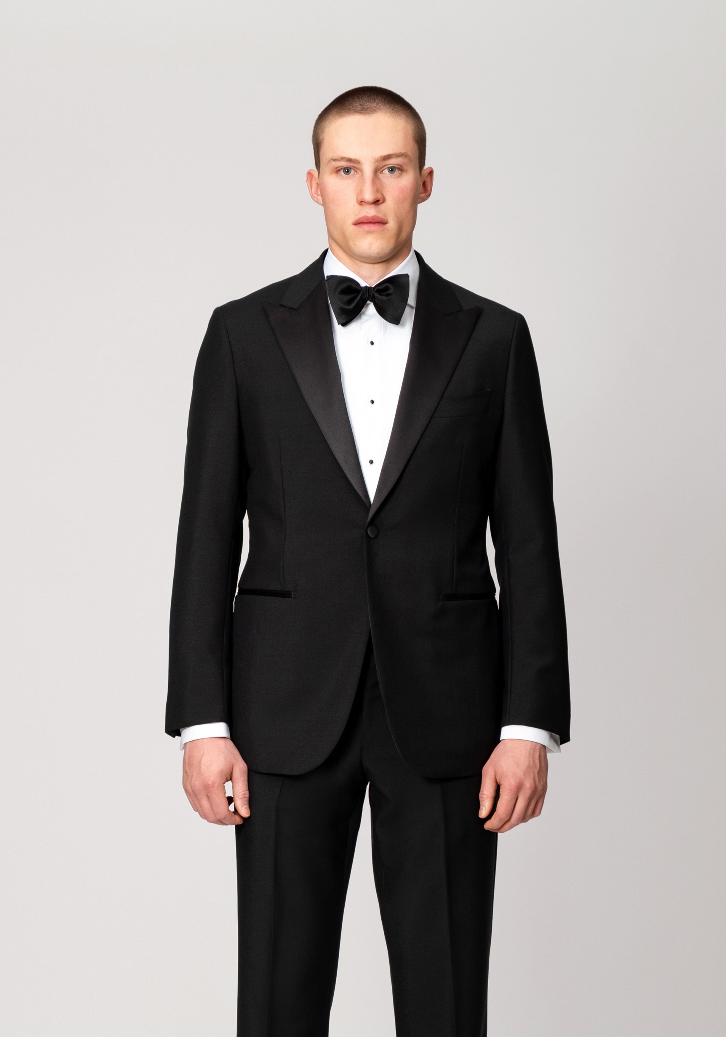 Wool & Mohair Peak Lapel Tuxedo - Black