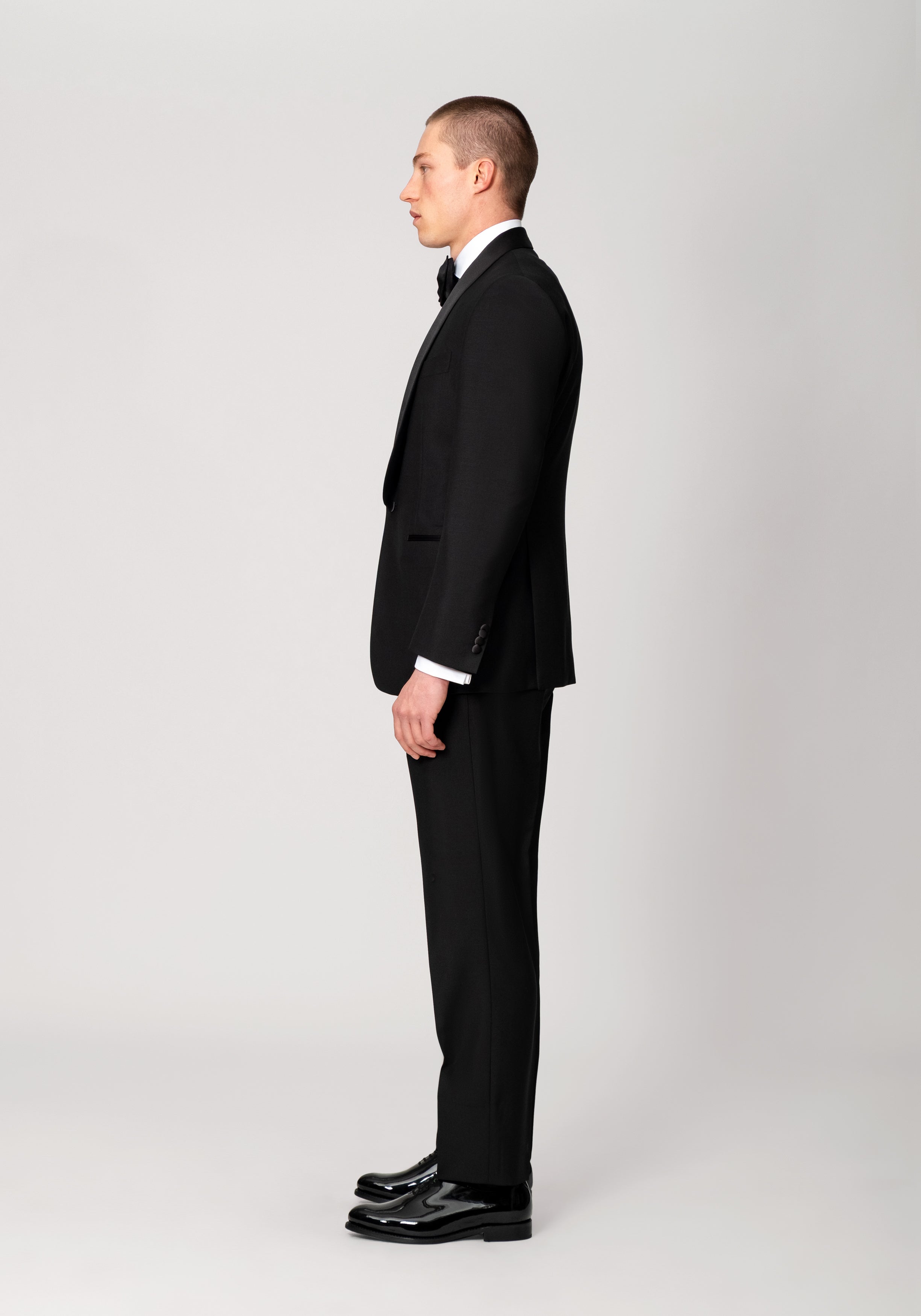 Wool & Mohair Wide Shawl Lapel Tuxedo - Black