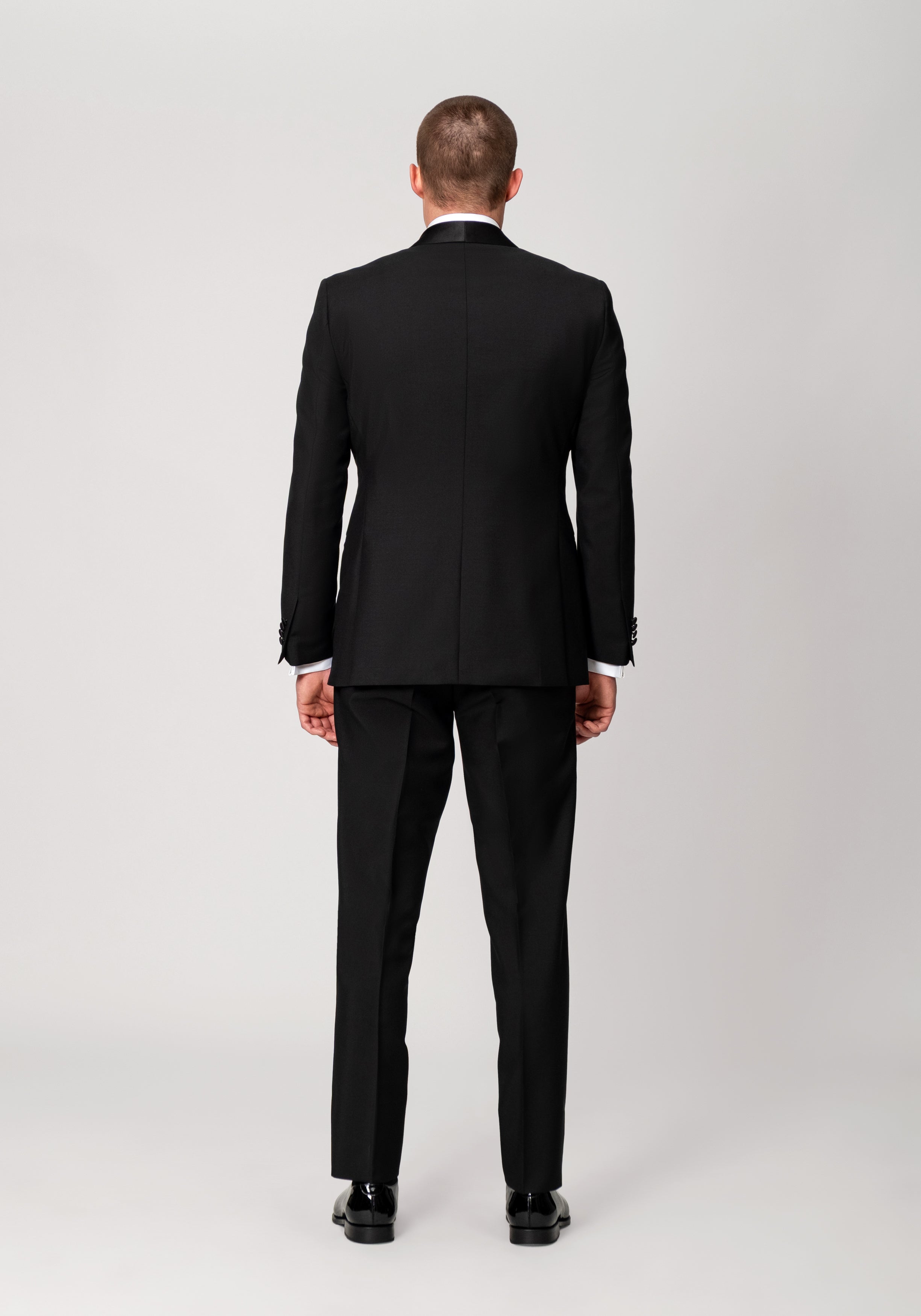 Wool & Mohair Wide Shawl Lapel Tuxedo - Black