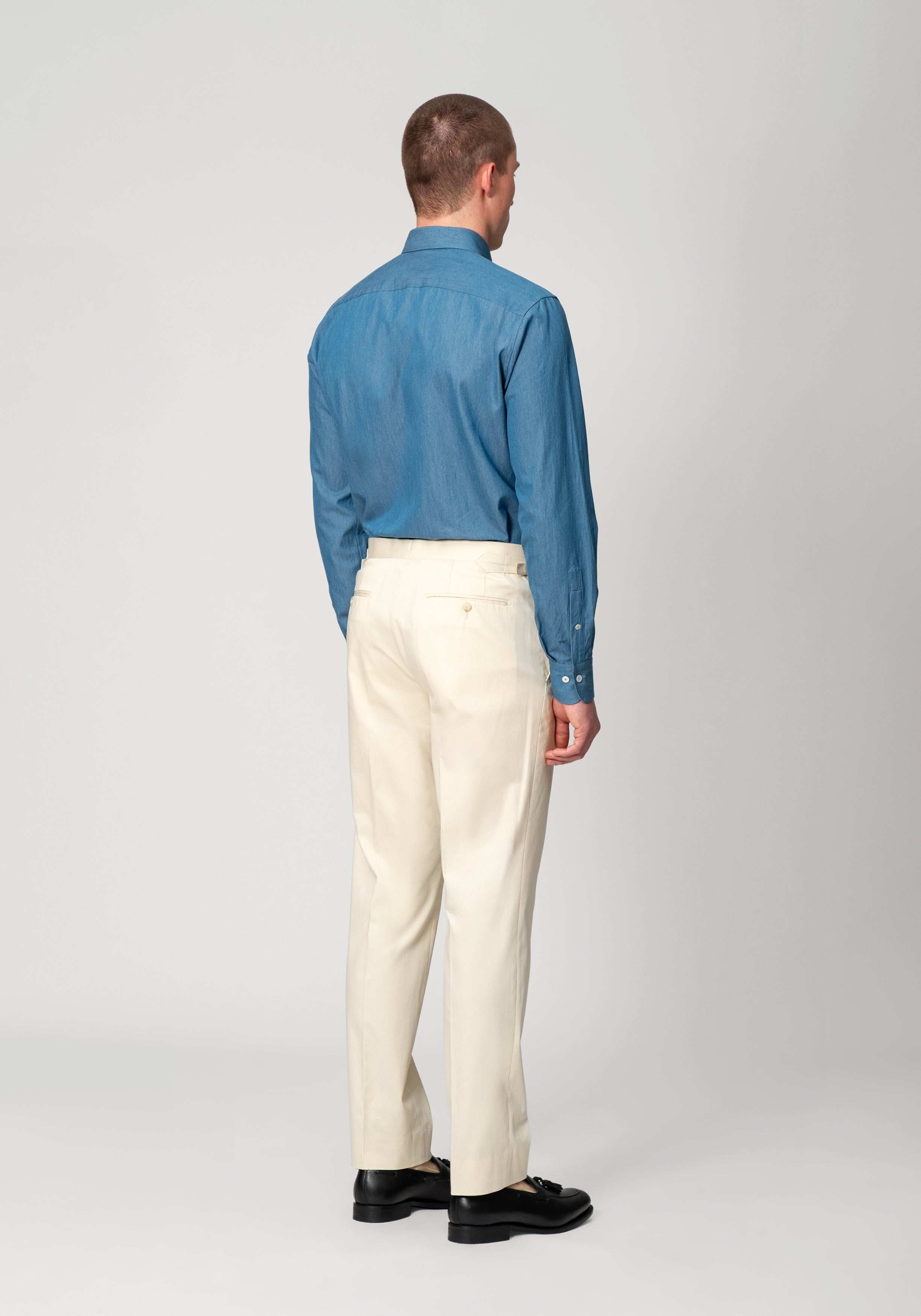 Cotton Dress Trouser with Side Adjusters - Almond