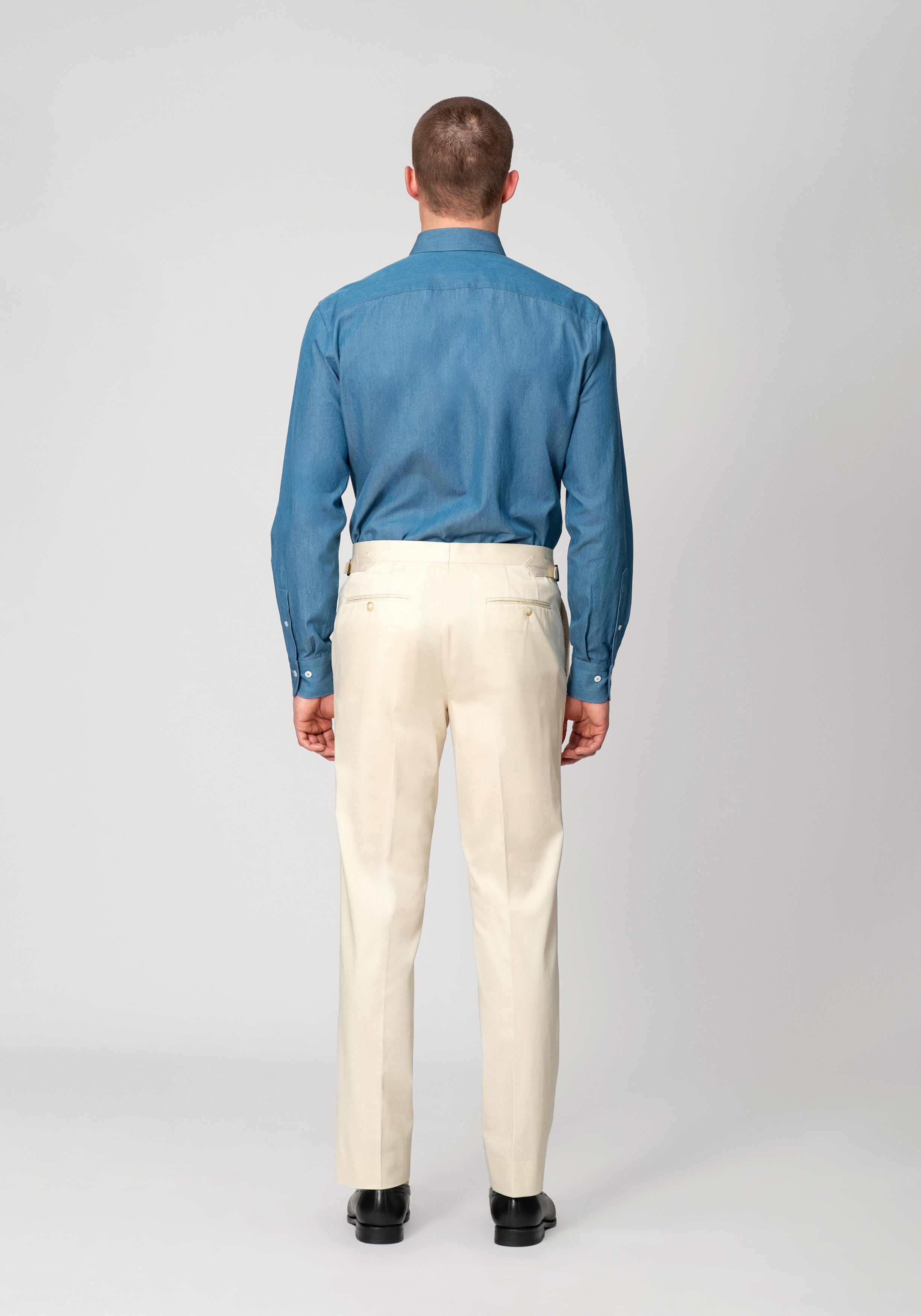 Cotton Dress Trouser with Side Adjusters - Almond