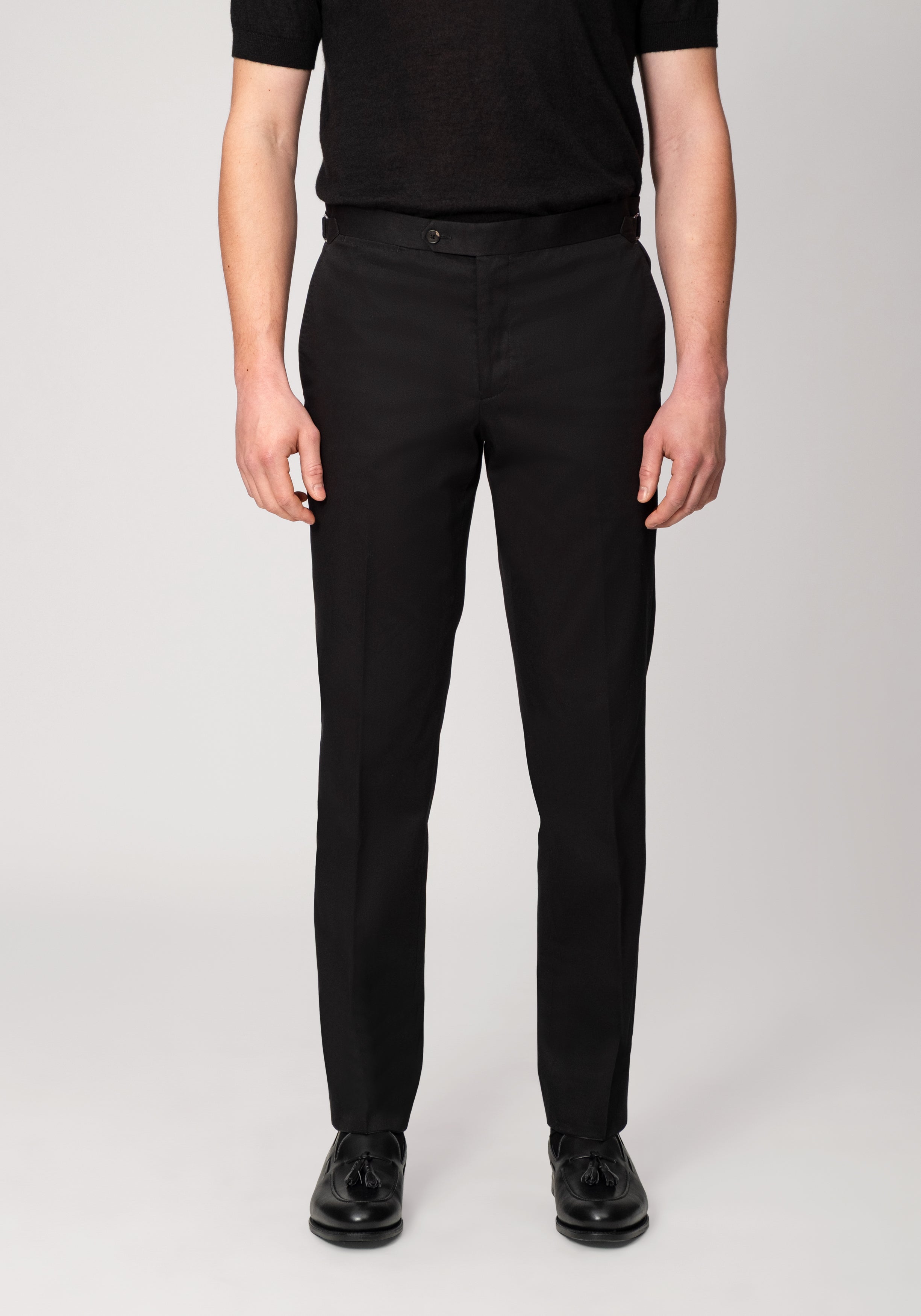 Cotton Dress Trouser with Side Adjusters - Black