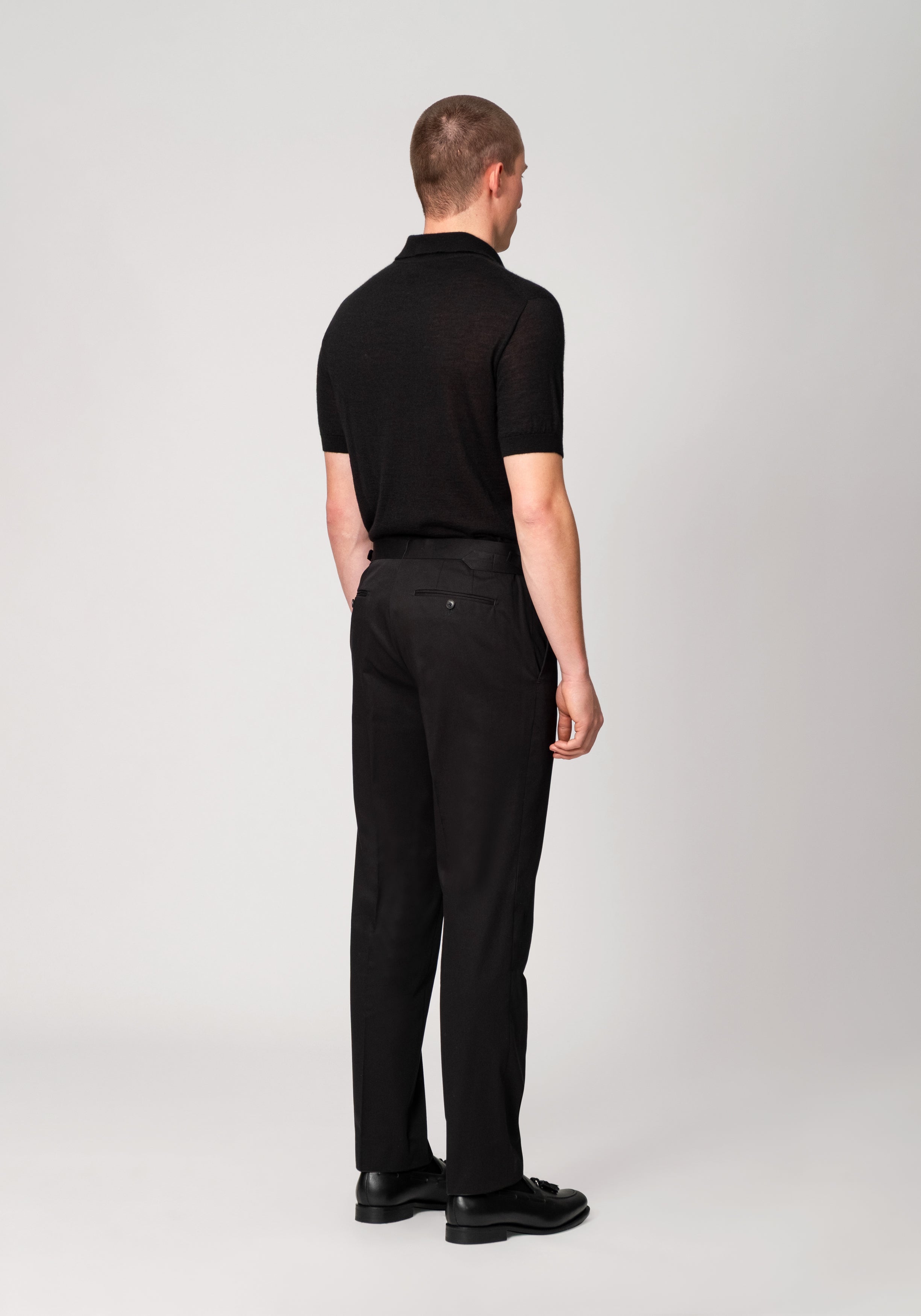 Cotton Dress Trouser with Side Adjusters - Black