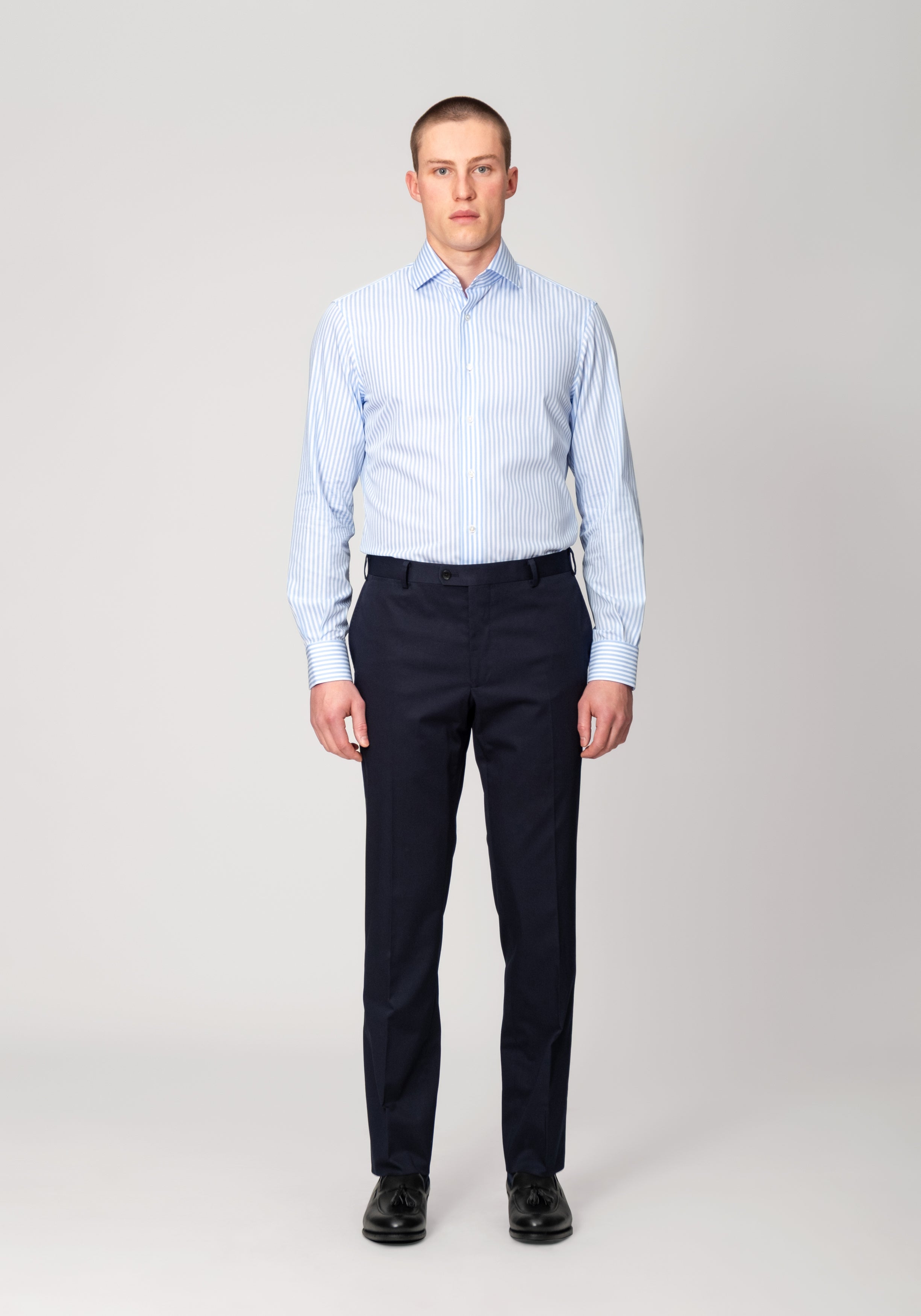 Cotton Dress Trouser with Side Adjusters - Navy