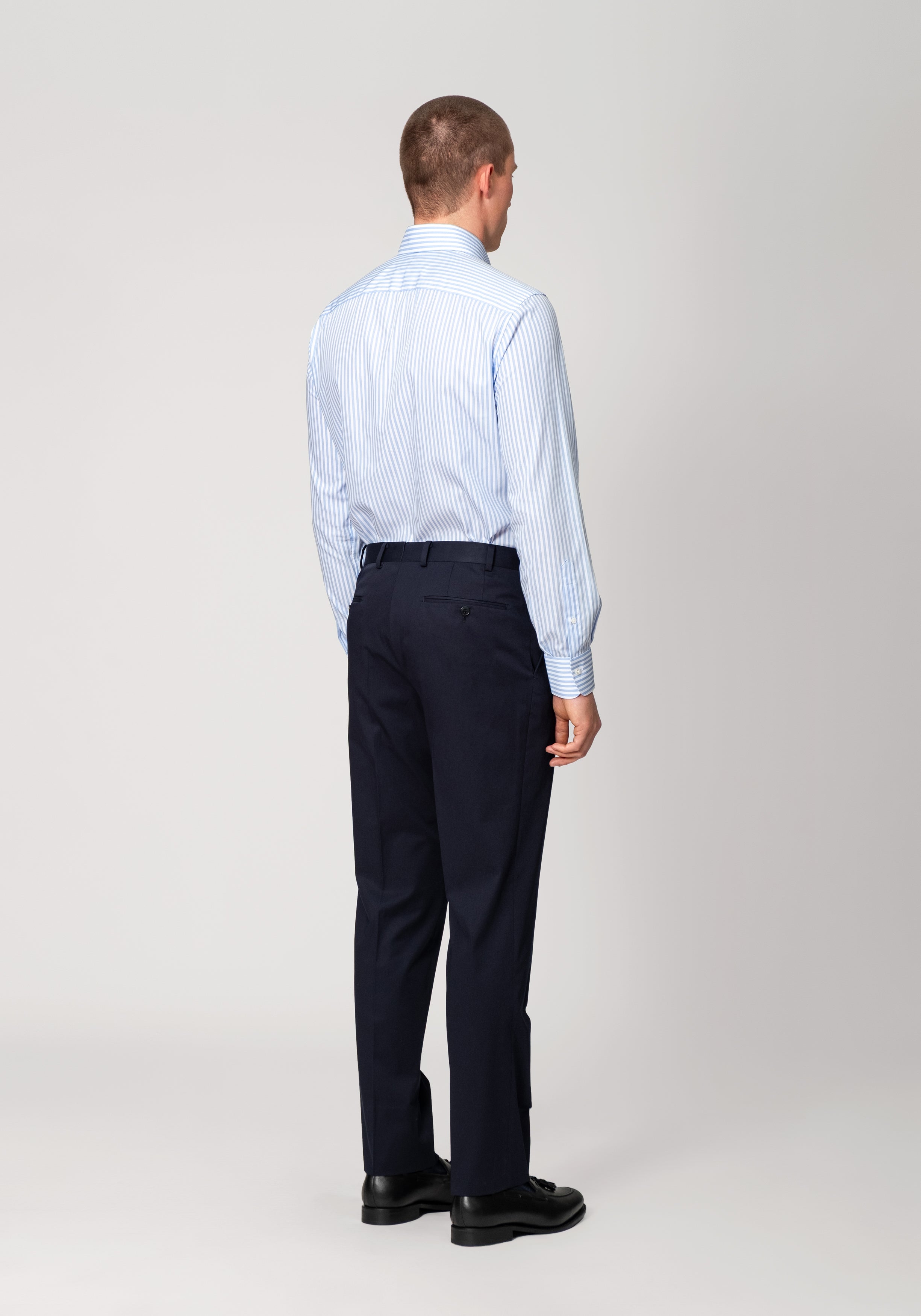 Cotton Dress Trouser with Side Adjusters - Navy