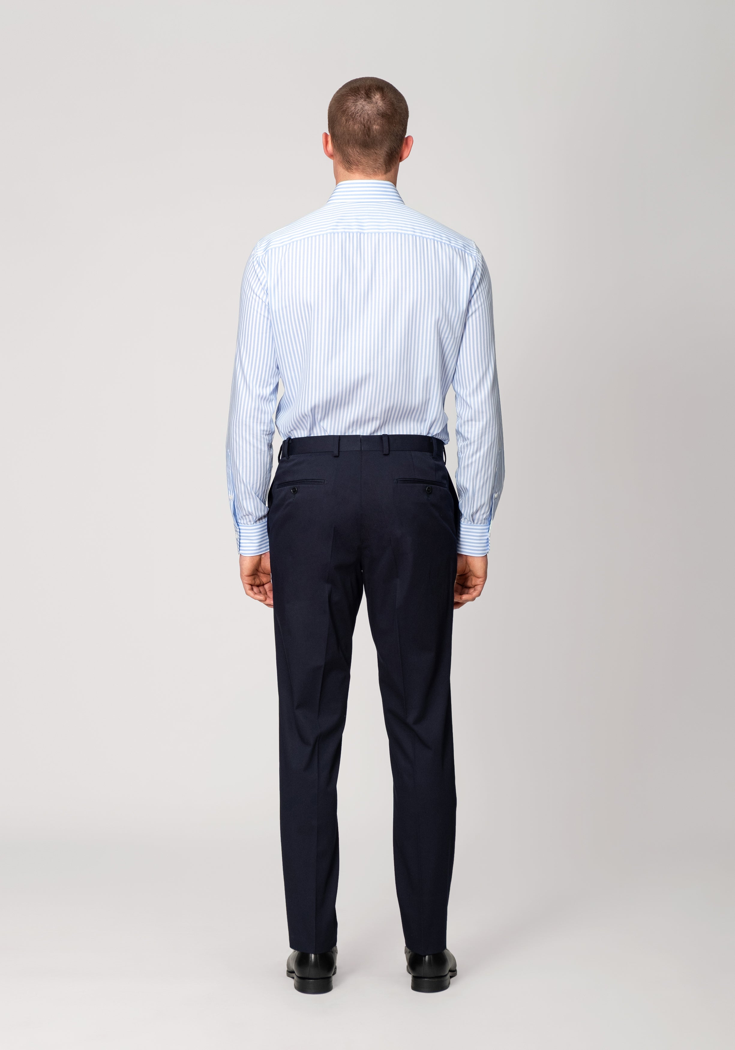 Cotton Dress Trouser with Side Adjusters - Navy