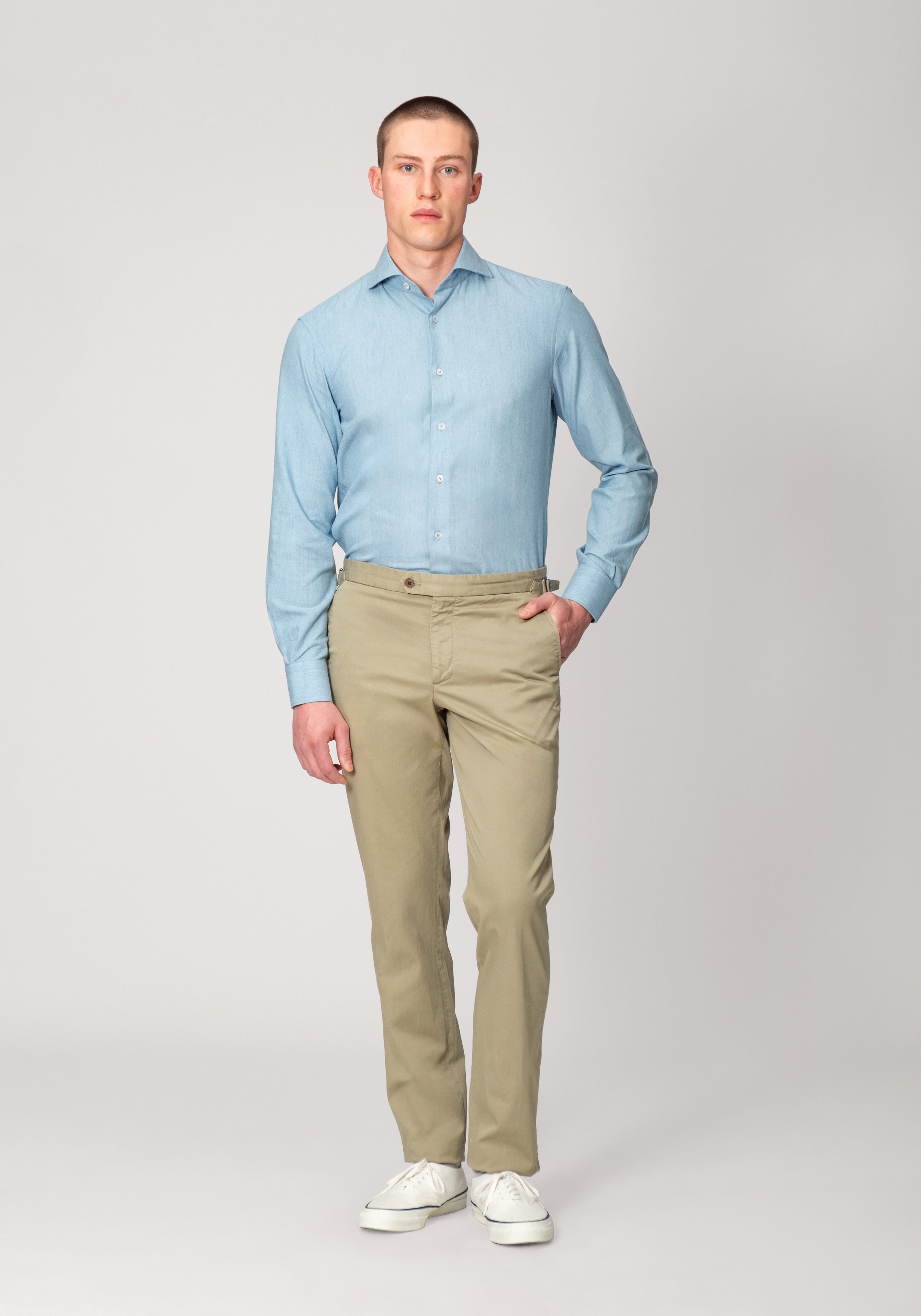 Garment-Dyed Cotton Twill Trouser - Light Olive