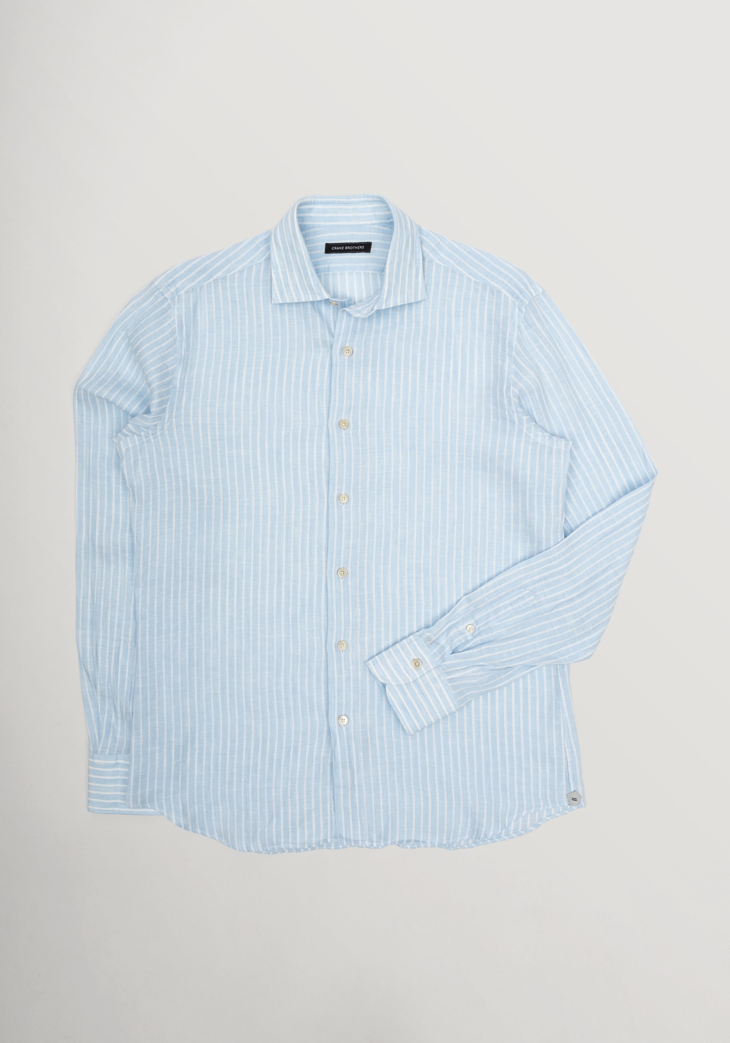 Capri Linen Stripe Shirt - Mid Blue