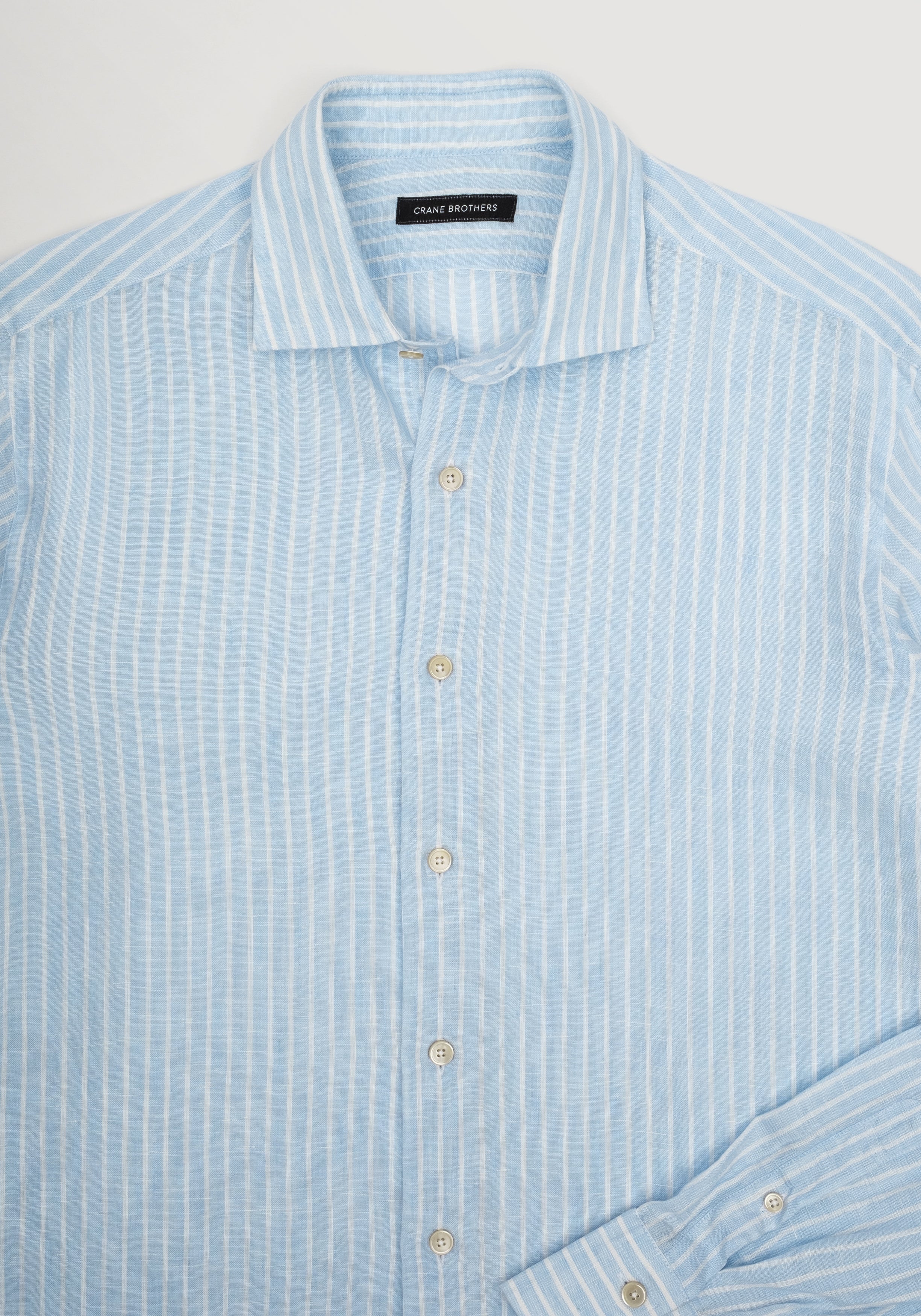 Capri Linen Stripe Shirt - Mid Blue