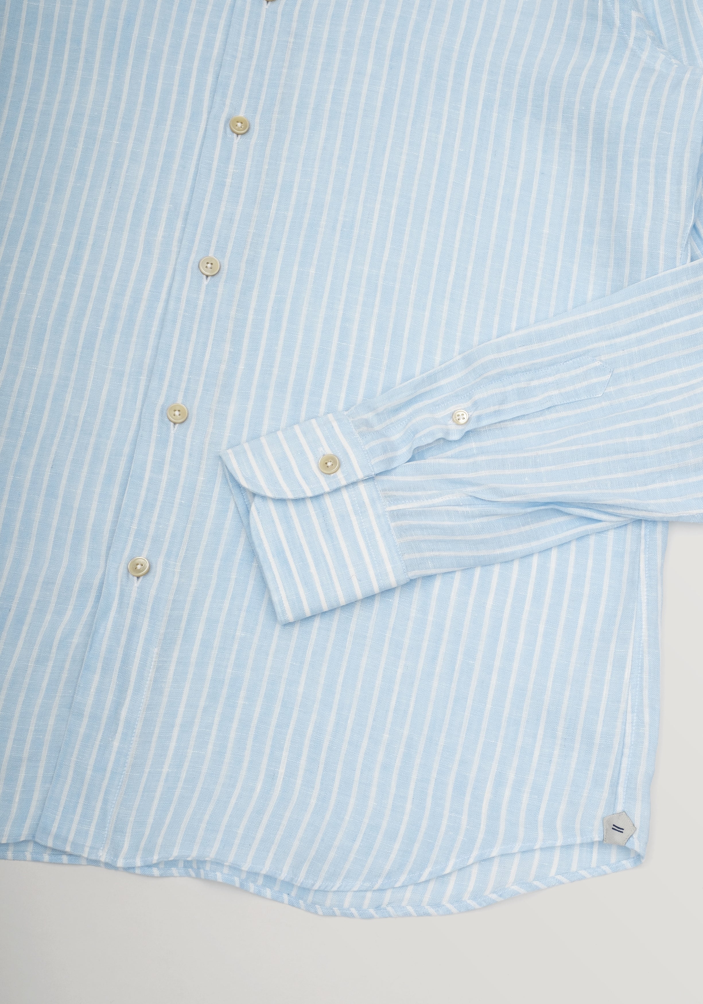 Capri Linen Stripe Shirt - Mid Blue