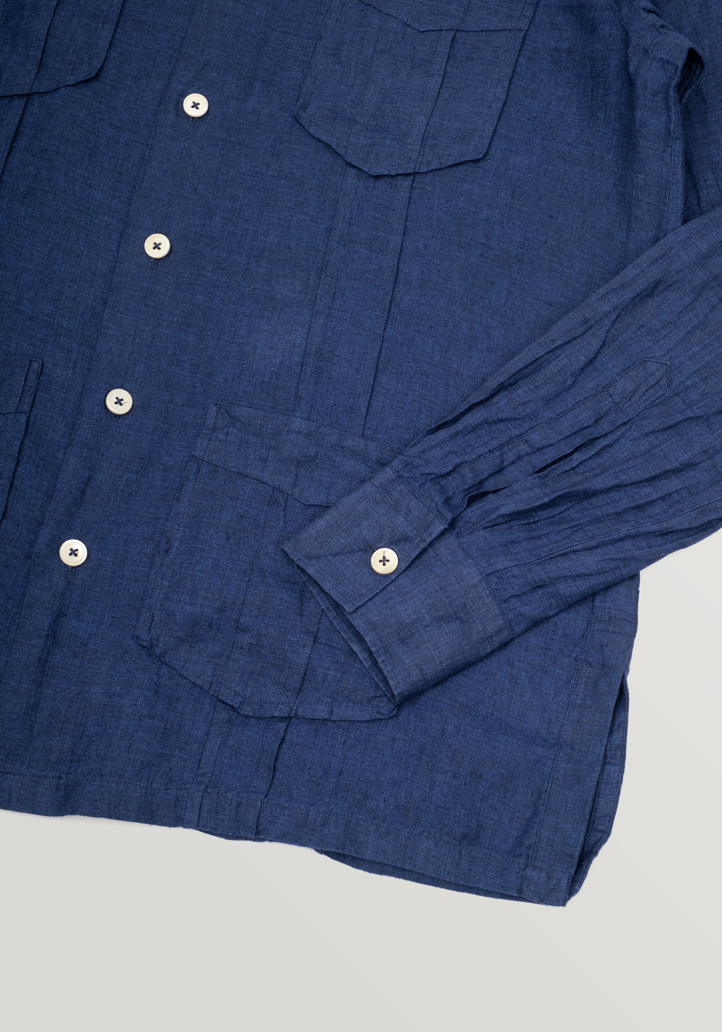 Guayabera Linen Shirt - Deep Navy