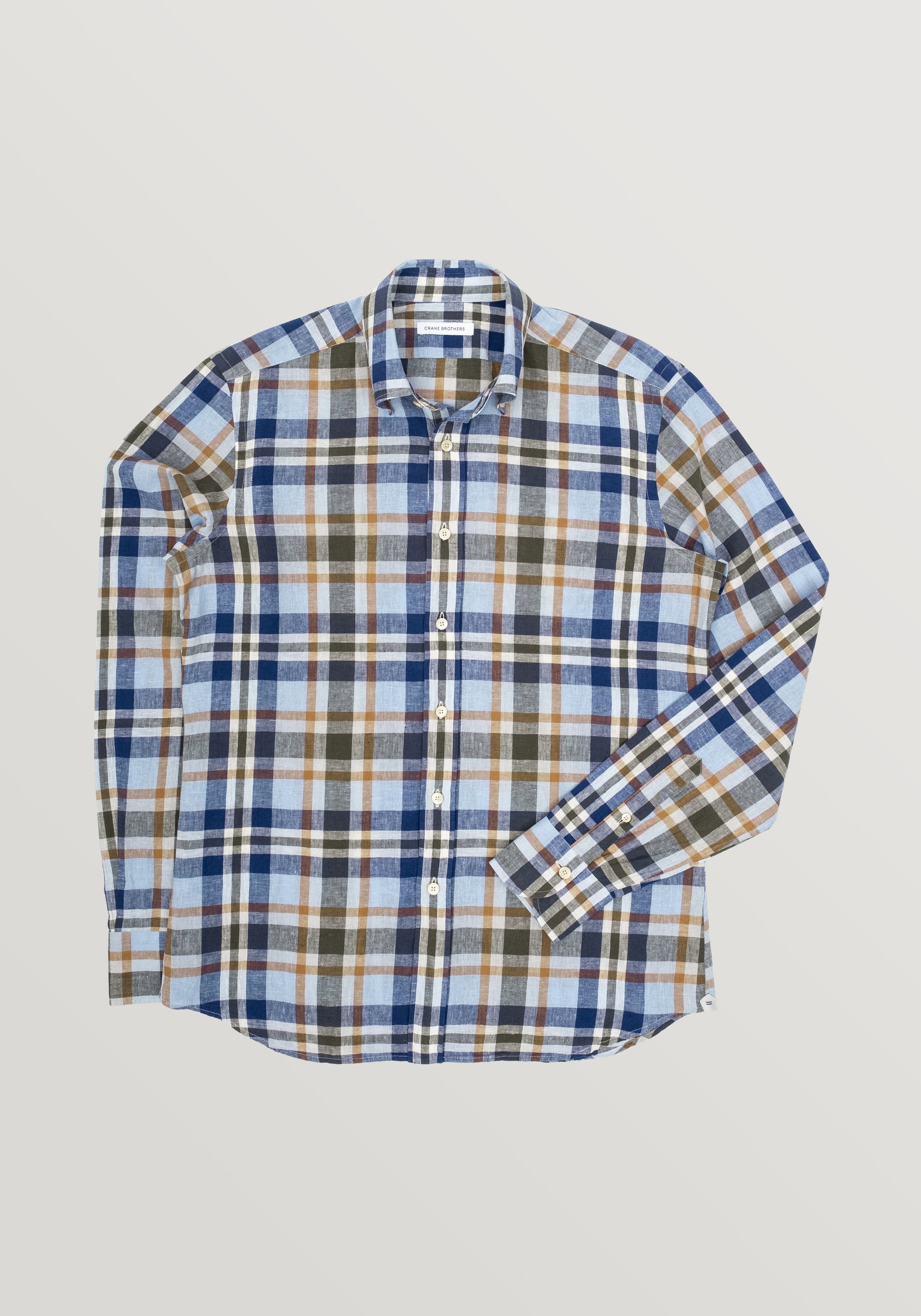 Roma Linen Shirt - Blue Madras