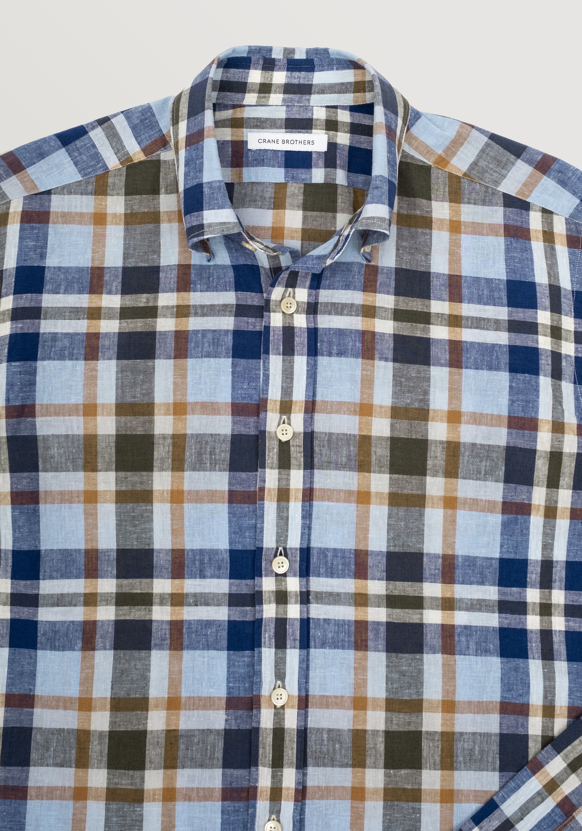 Roma Linen Shirt - Blue Madras